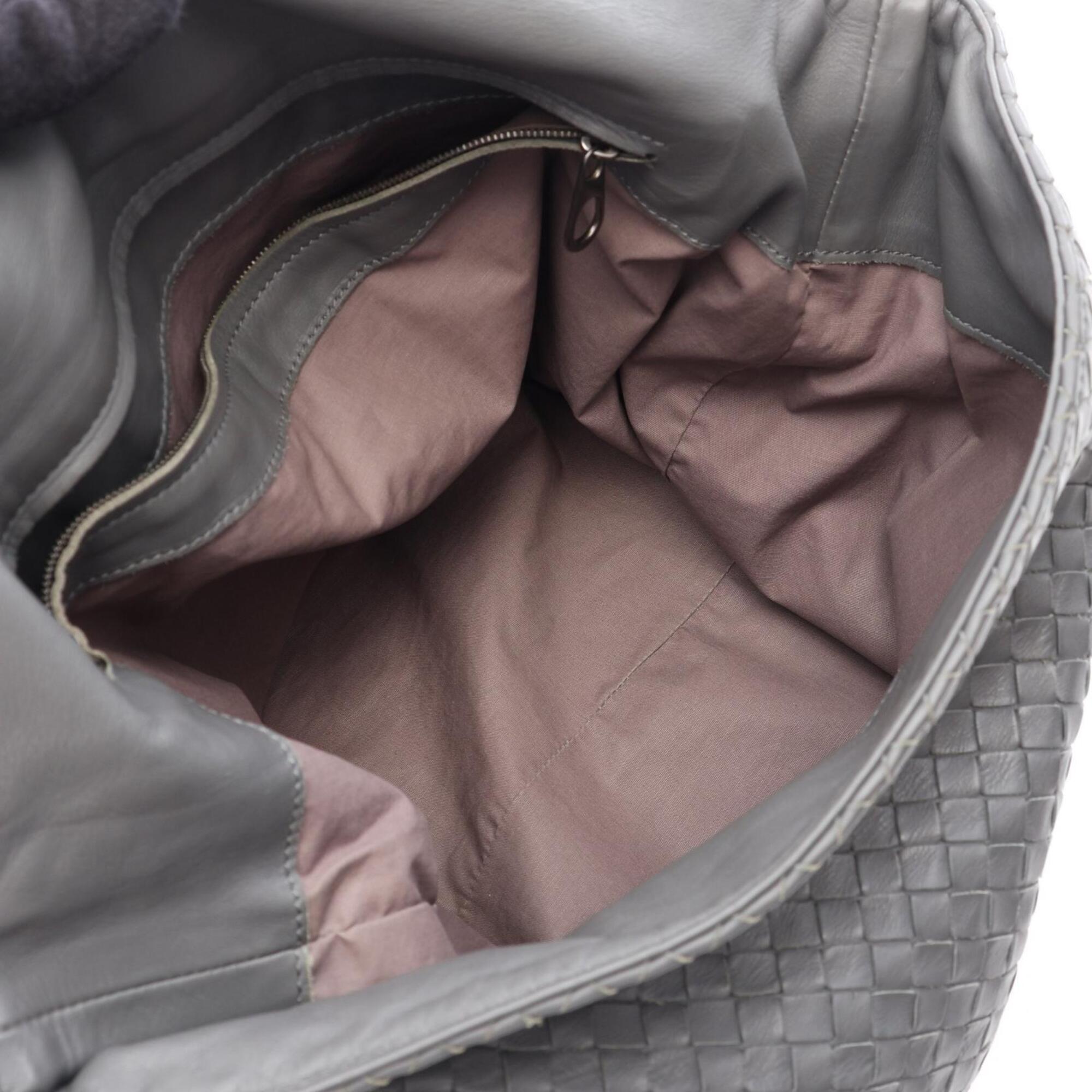 Bottega Veneta Gray Intrecciato Messenger Bag Shoulder Bag (Pre-Owned)