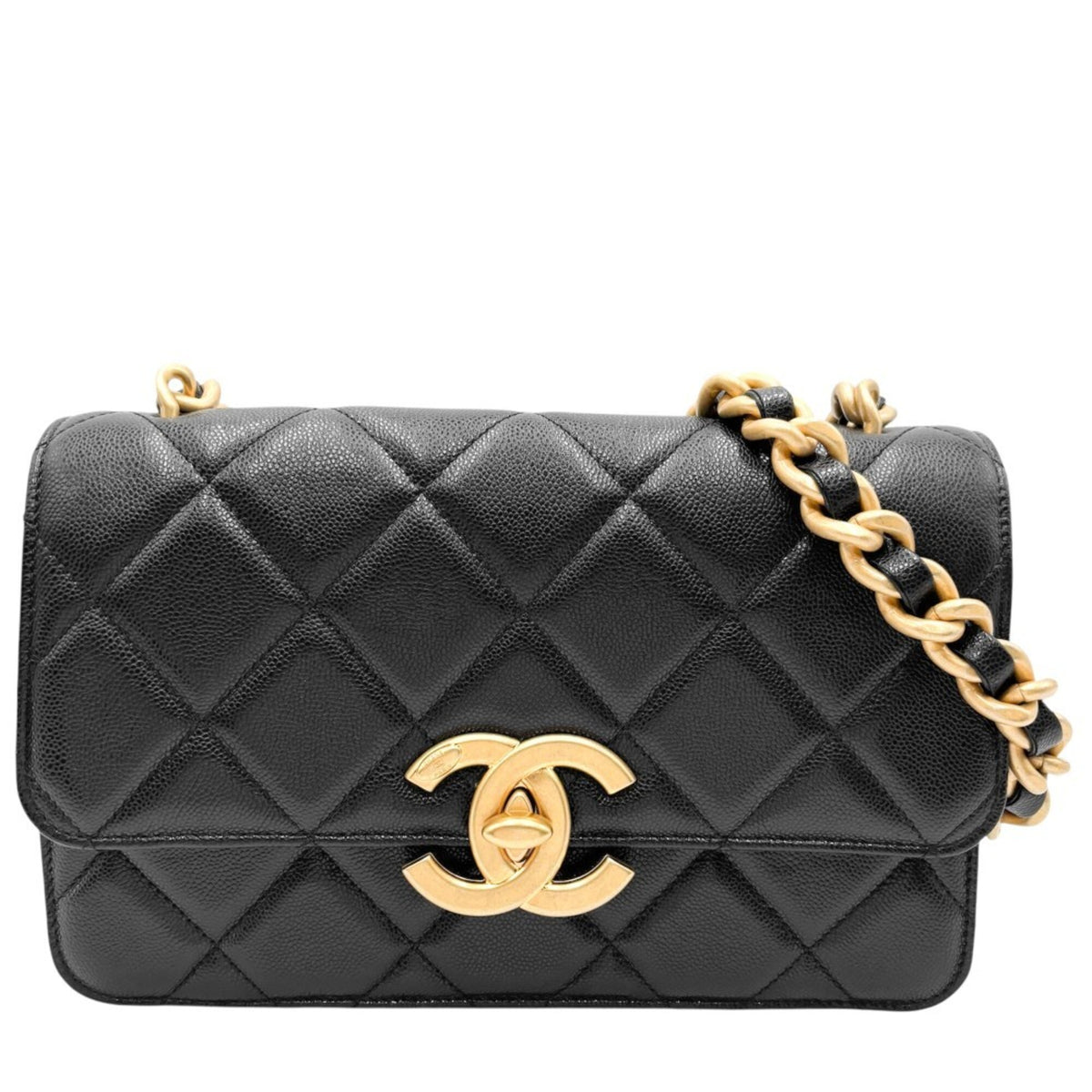 Chanel Black Grained Calfskin Shoulder Bag (Pre-Owned)