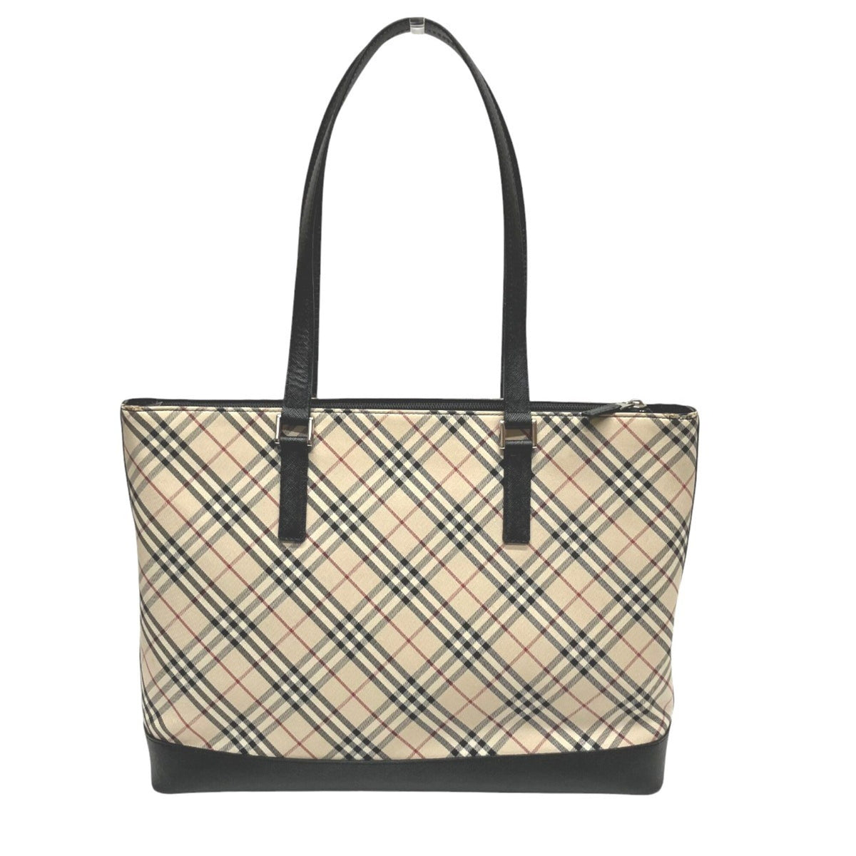 Burberry Beige Black Canvas Leather Tote Bag (Pre-Owned)