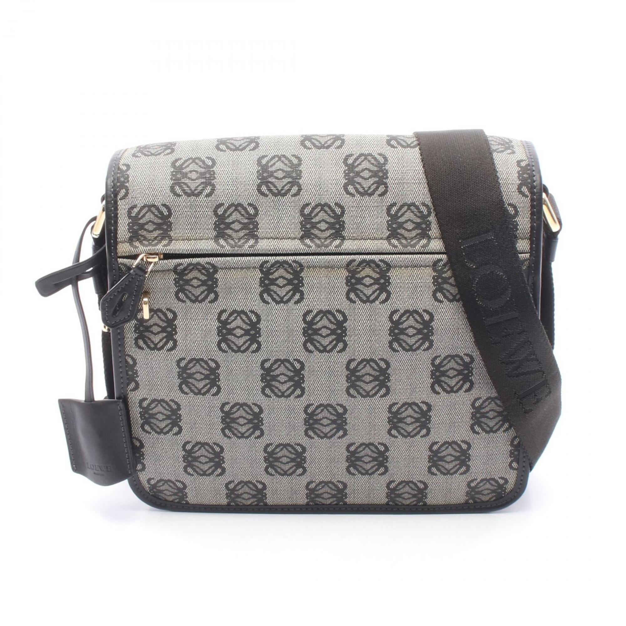 Loewe Black Gray Coated Canvas Leather Handbag Shoulder Bag (Pre-Owned)