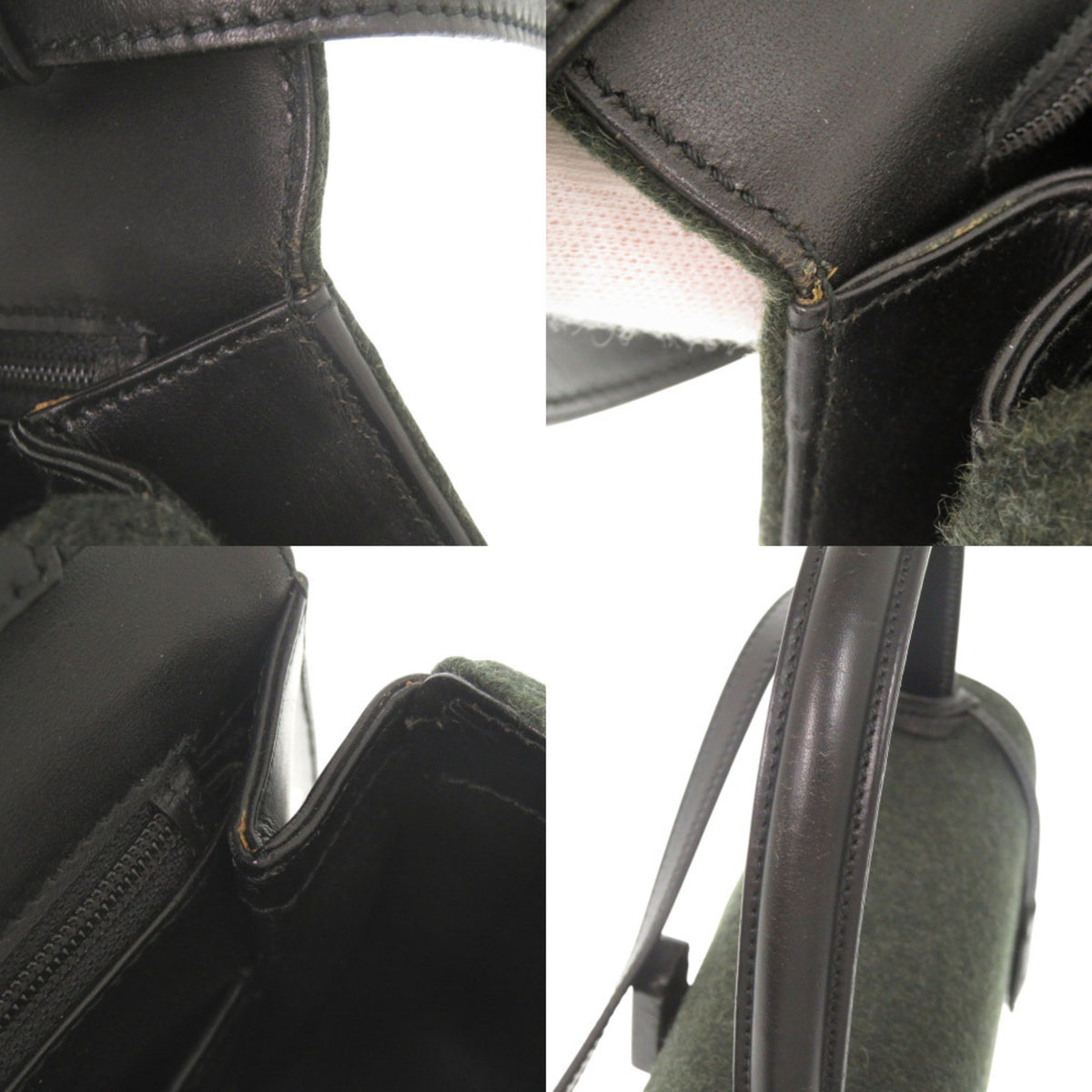 Gucci Black Green Felt Handbag Shoulder Bag (Pre-Owned)