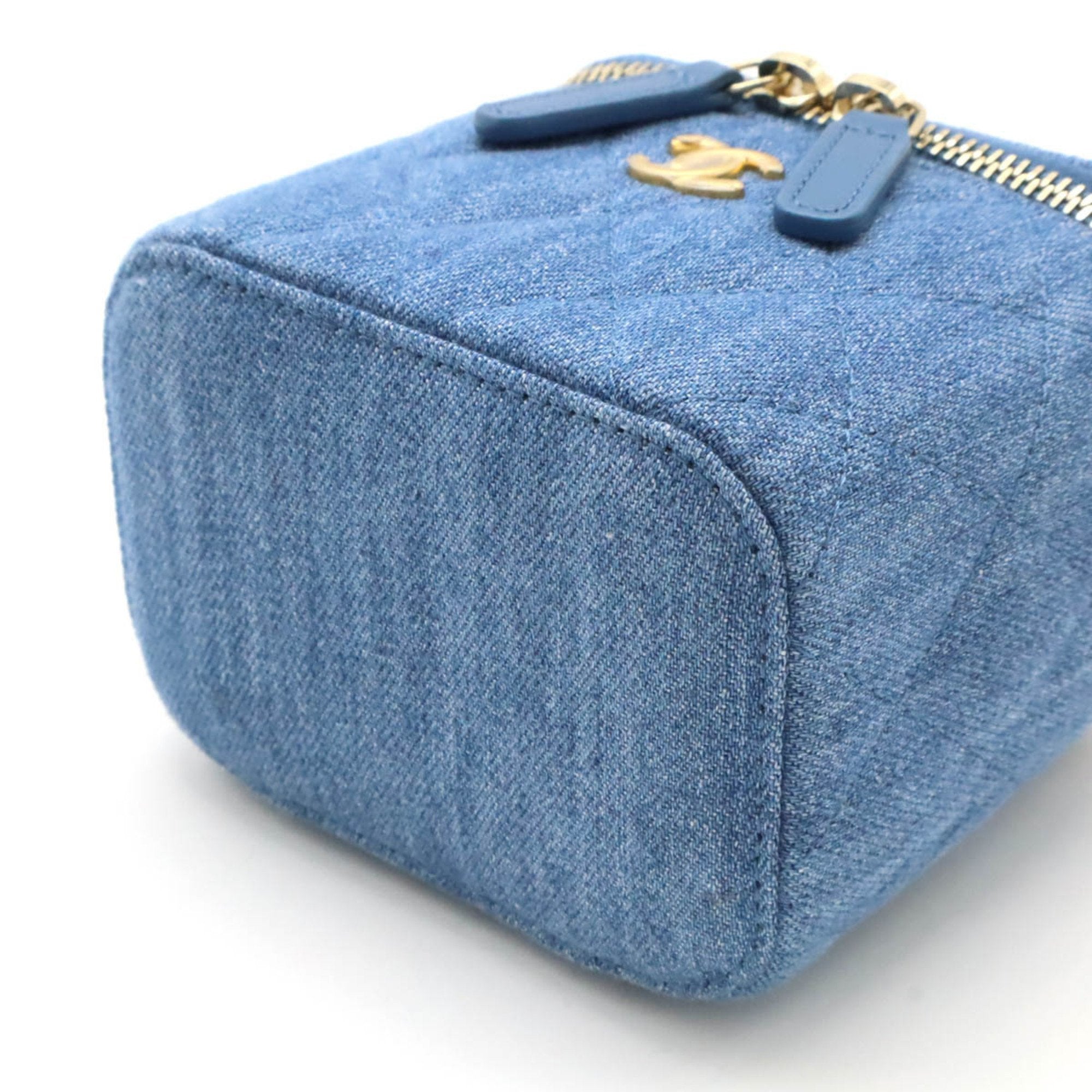 Chanel Blue Denim Leather Shoulder Bag (Pre-Owned)