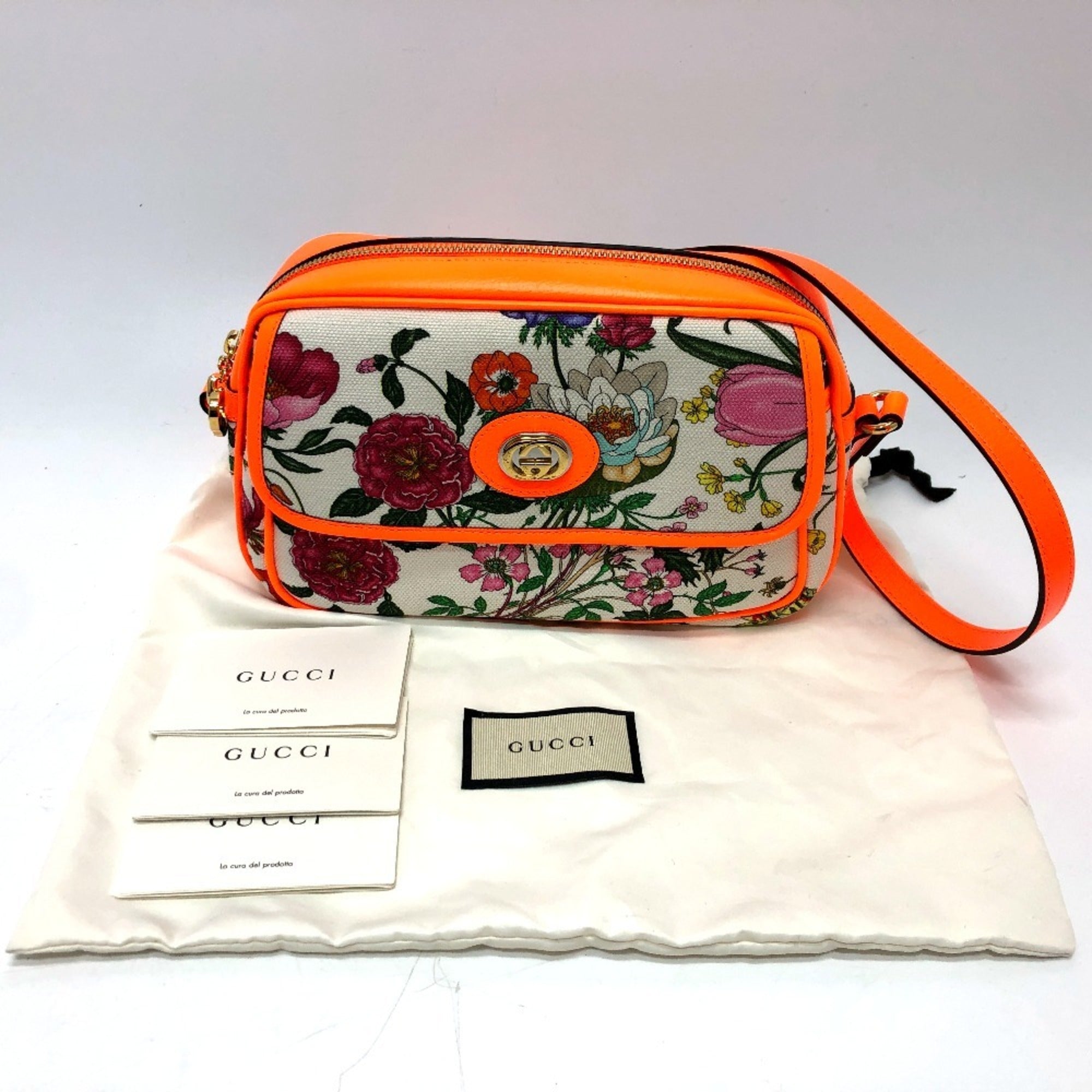 Gucci Multi-Color Canvas Leather Shoulder Bag (Pre-Owned)