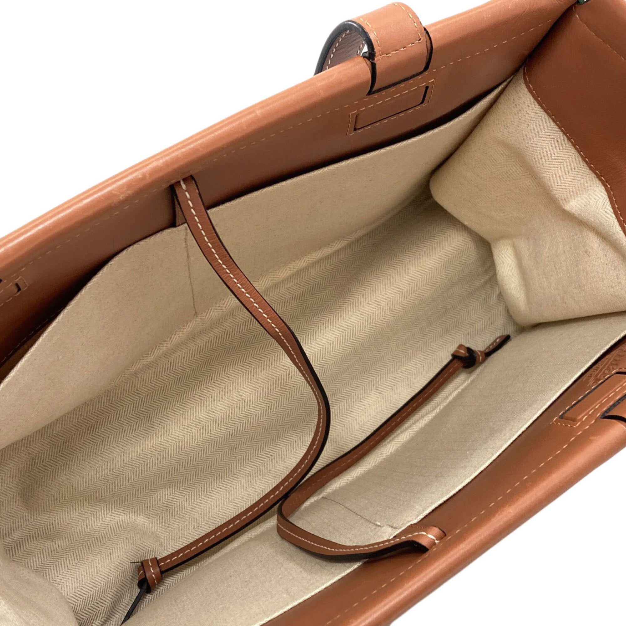 Loewe Brown Light Blue White Canvas Leather Tote Bag (Pre-Owned)