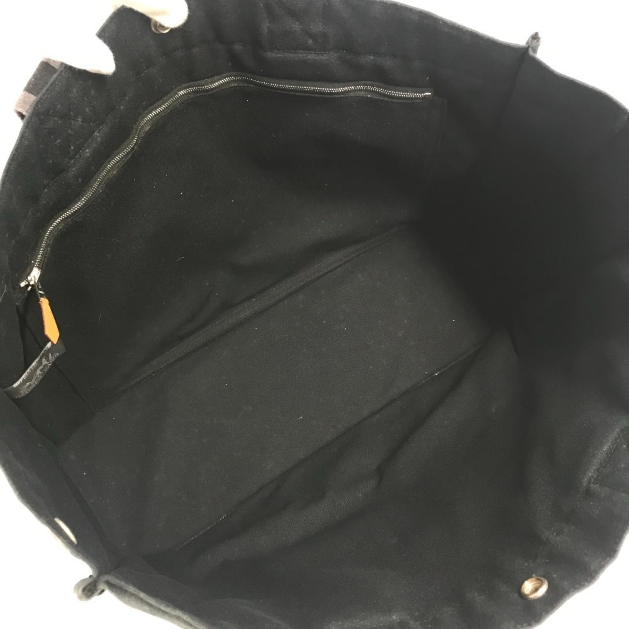 Hermes Black Gray Canvas Shoulder Bag Tote Bag (Pre-Owned)