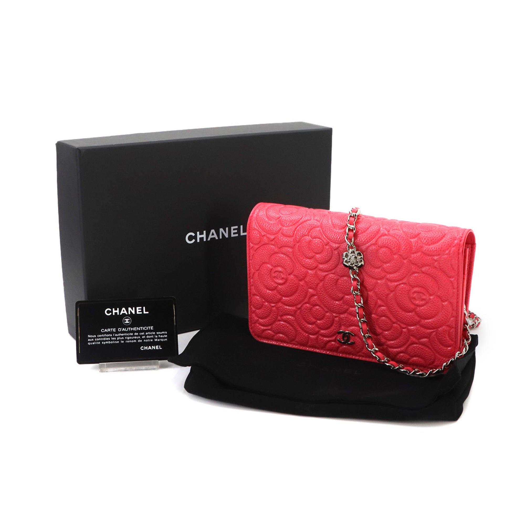 Chanel Pink Leather Chain/Shoulder Wallet (Pre-Owned)