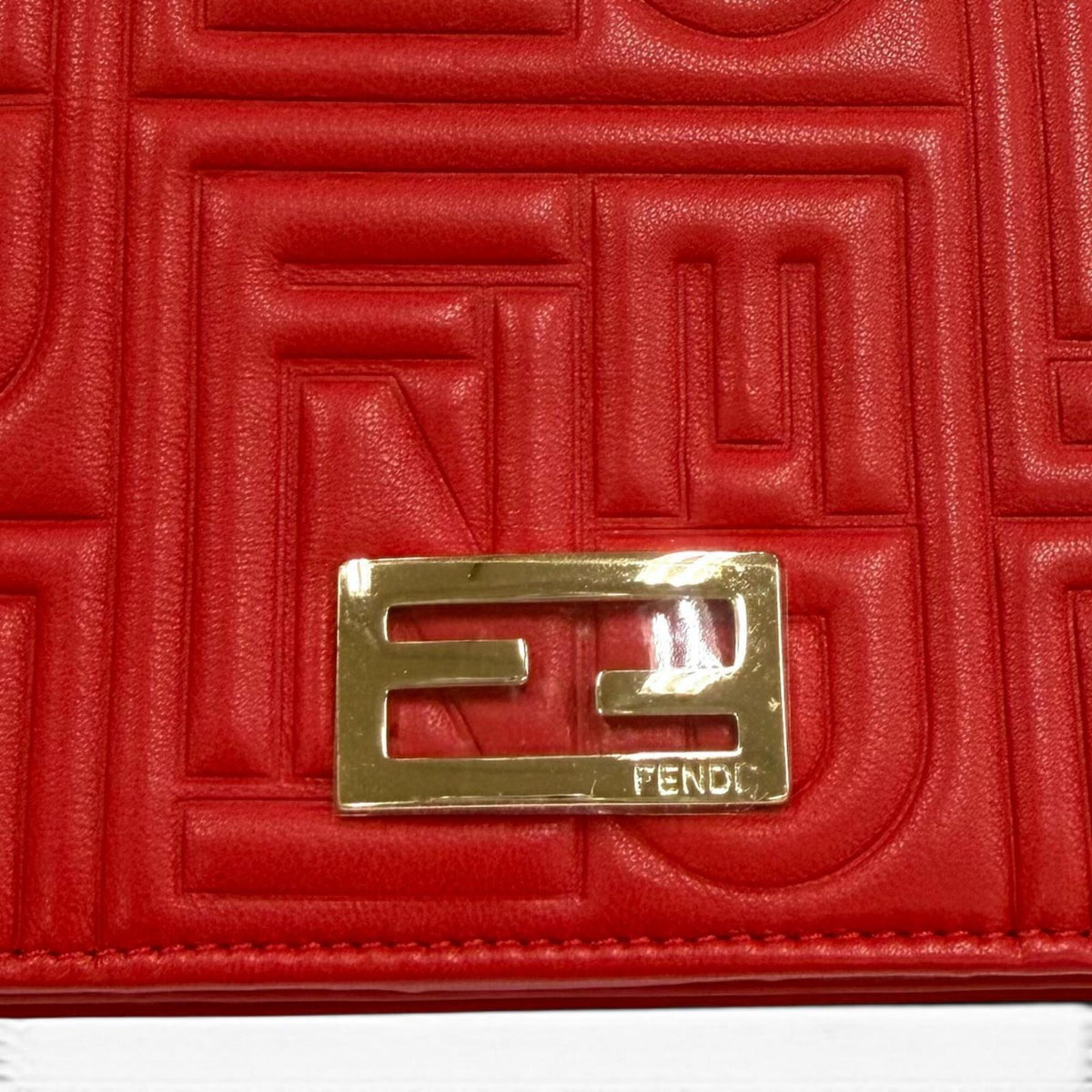 Fendi Red Color Leather Chain/Shoulder Wallet (Pre-Owned)