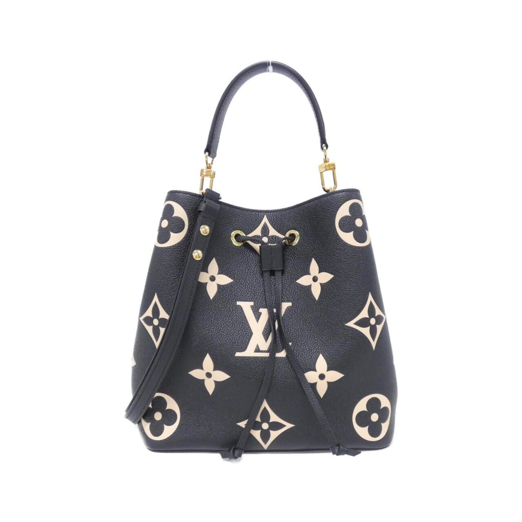 Louis Vuitton Beige Black Leather Pouch Shoulder Bag (Pre-Owned)