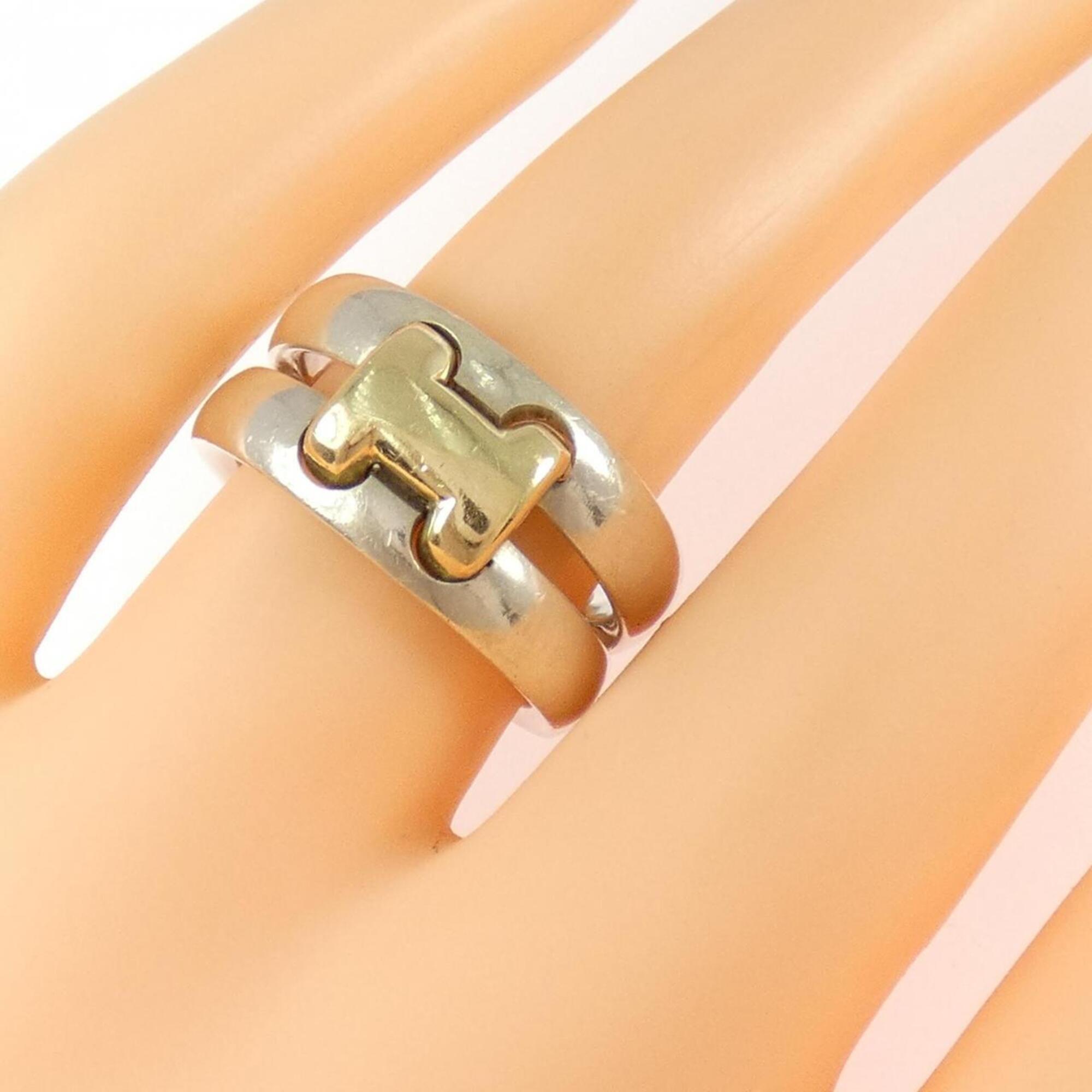 Hermes Silver Yellow Gold Yellow Gold (18K) Silver 925 Band Ring (Pre-Owned)