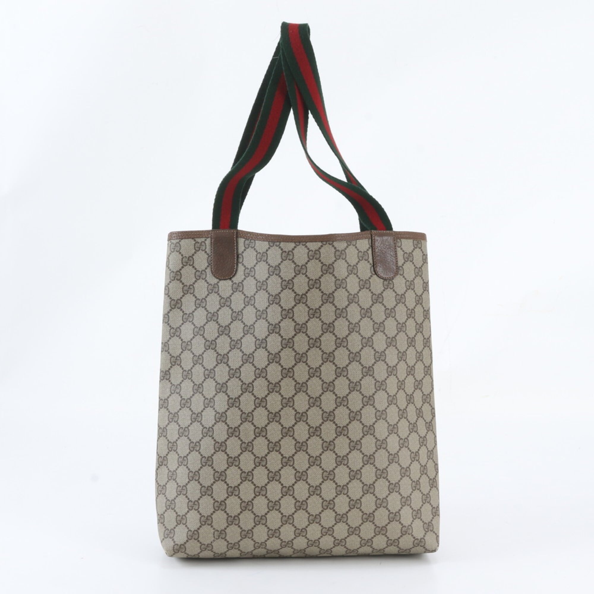 Gucci Sherry Line Beige Leather Coated Canvas Handbag Shoulder Bag Tote Bag (Pre-Owned)