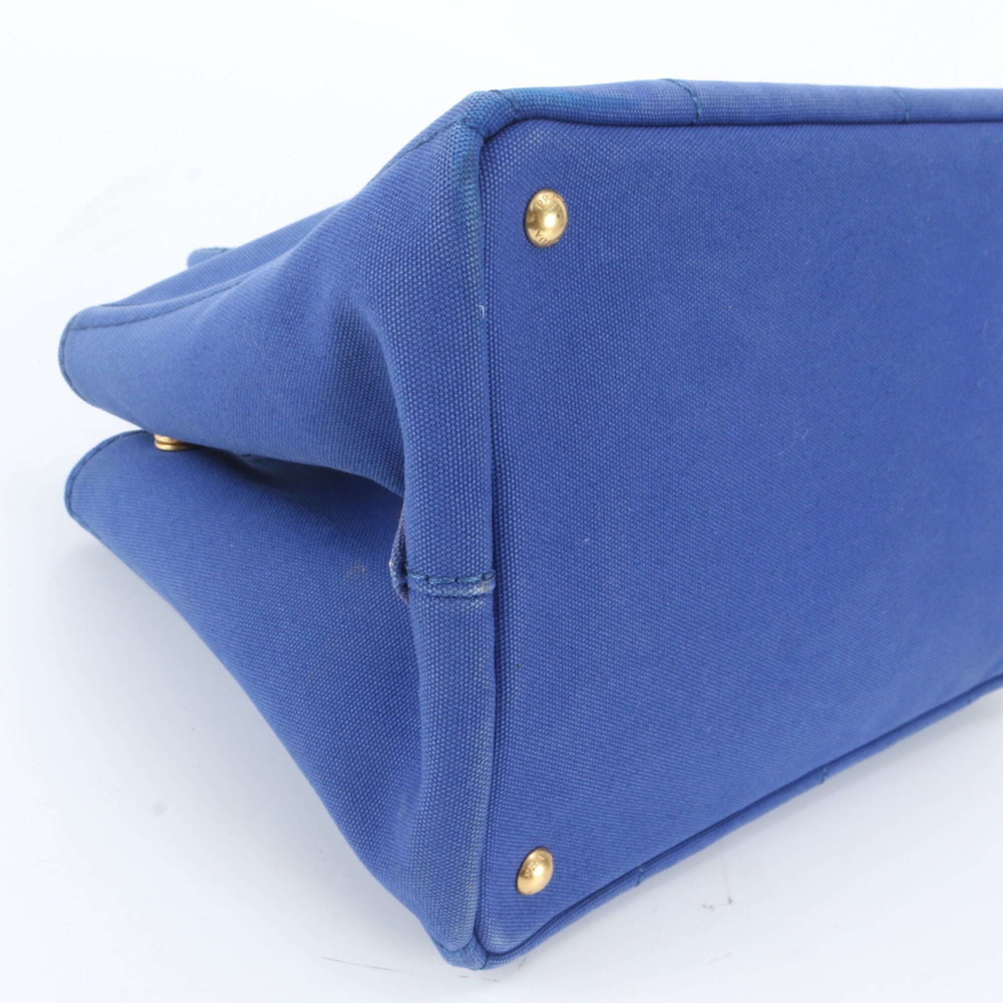 Prada Canapa Blue Canapa Handbag Tote Bag (Pre-Owned)