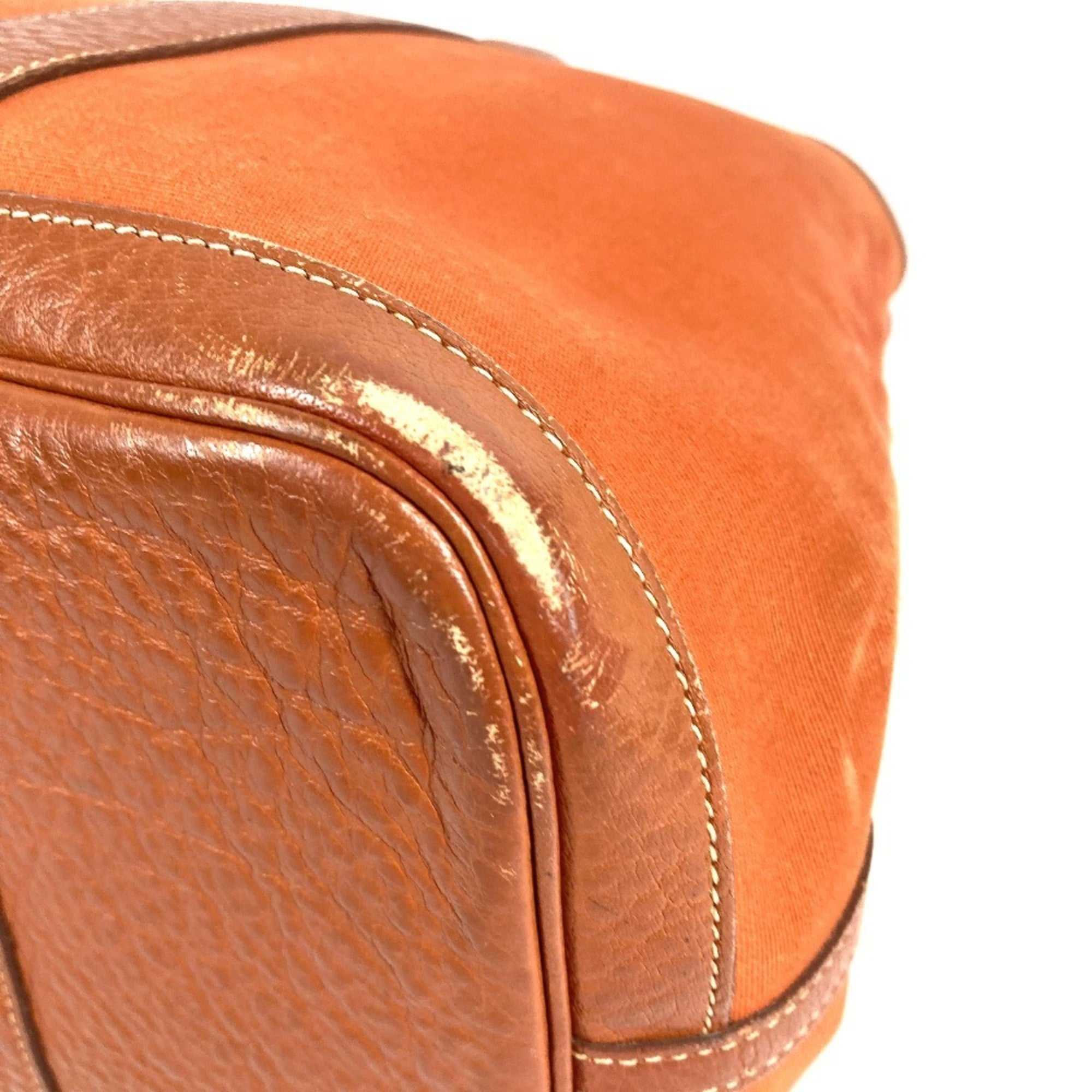 Hermes Orange Canvas Leather Handbag Shoulder Bag Tote Bag (Pre-Owned)