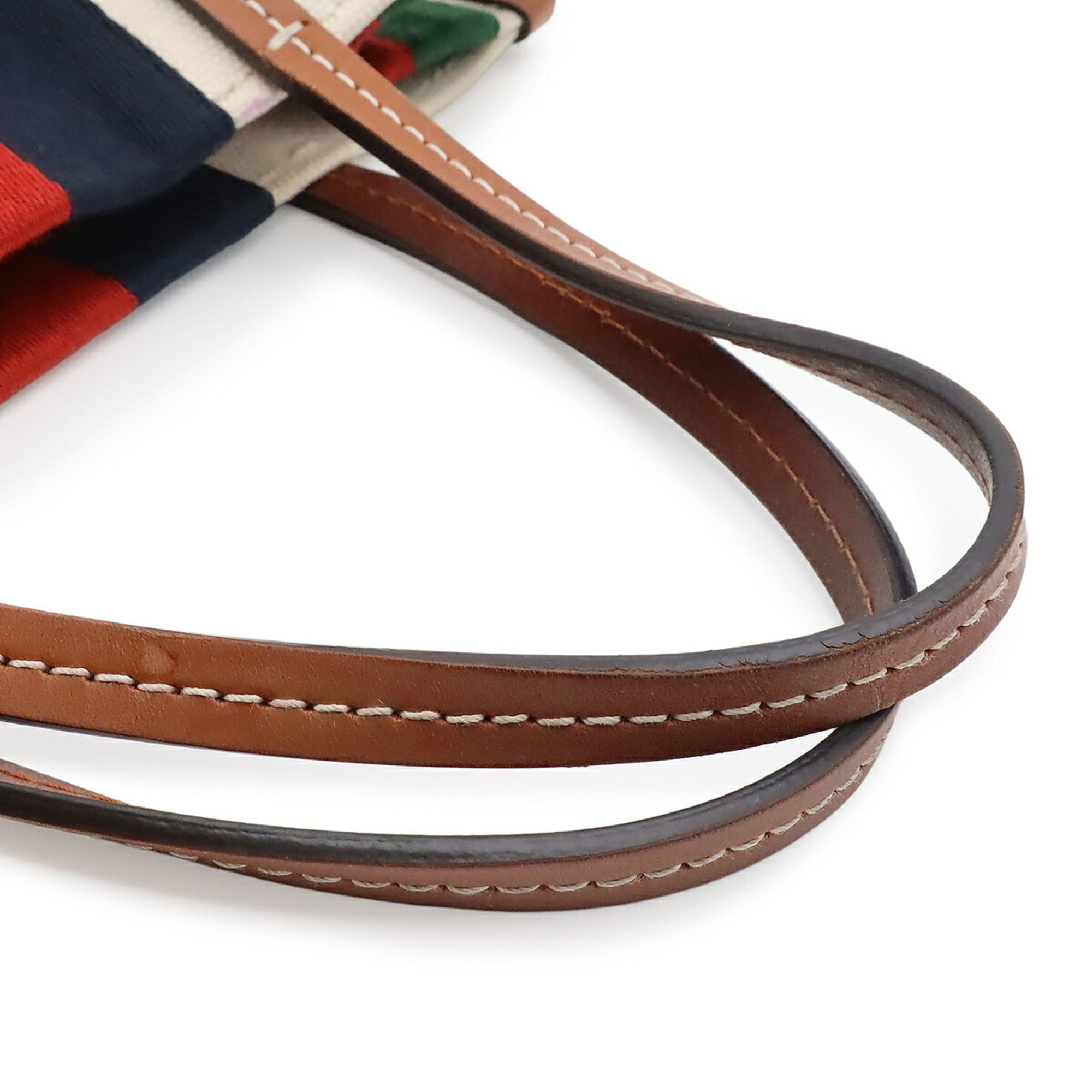 Gucci Brown Green Navy Red Color Canvas Shoulder Bag Tote Bag (Pre-Owned)