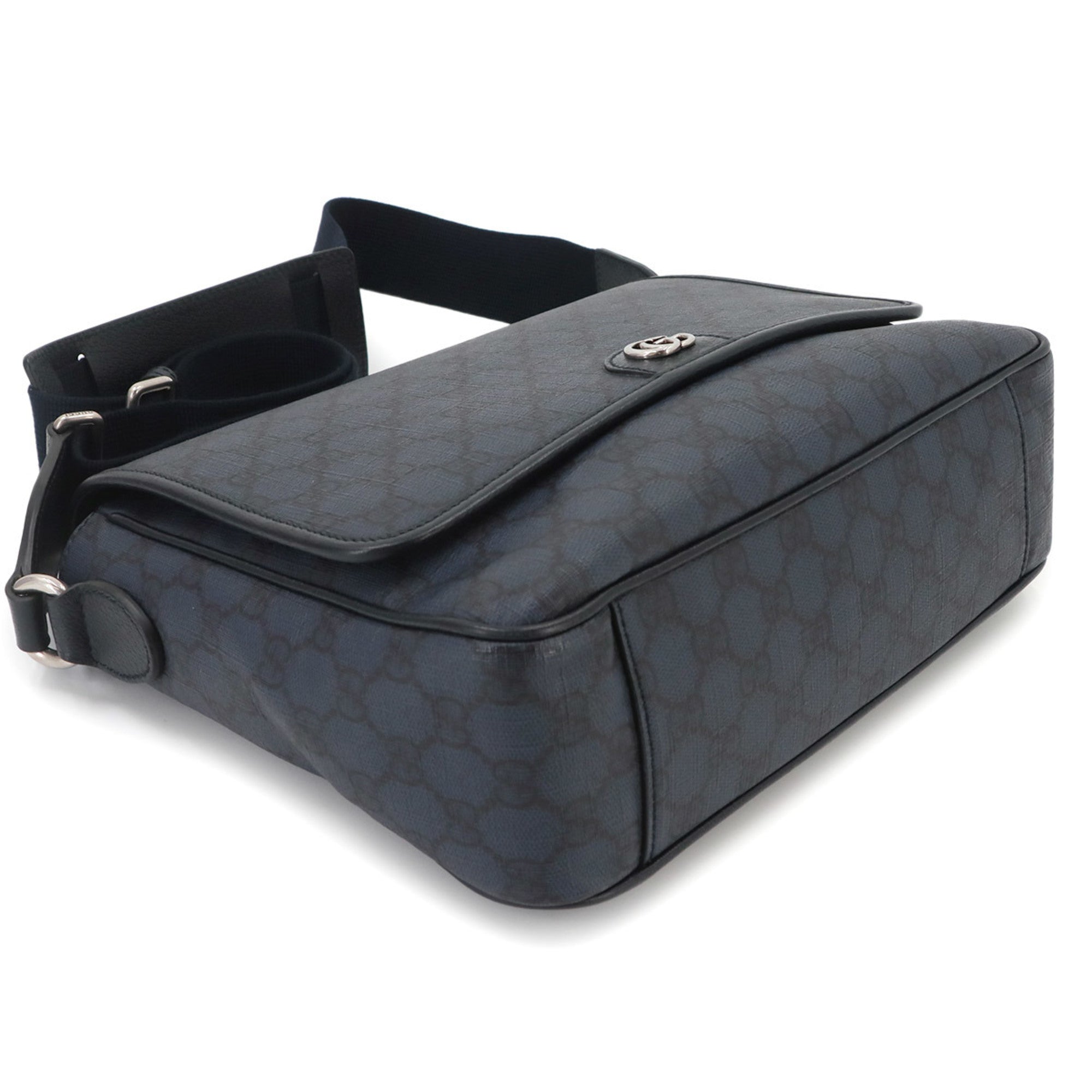 Gucci Navy Gg Supreme Leather Handbag Messenger Bag Shoulder Bag (Pre-Owned)