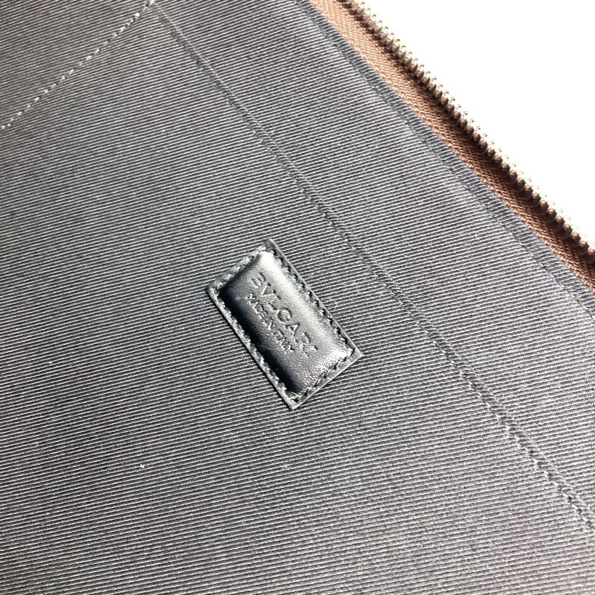 Bvlgari Black Brown Leather Clutch Bag (Pre-Owned)