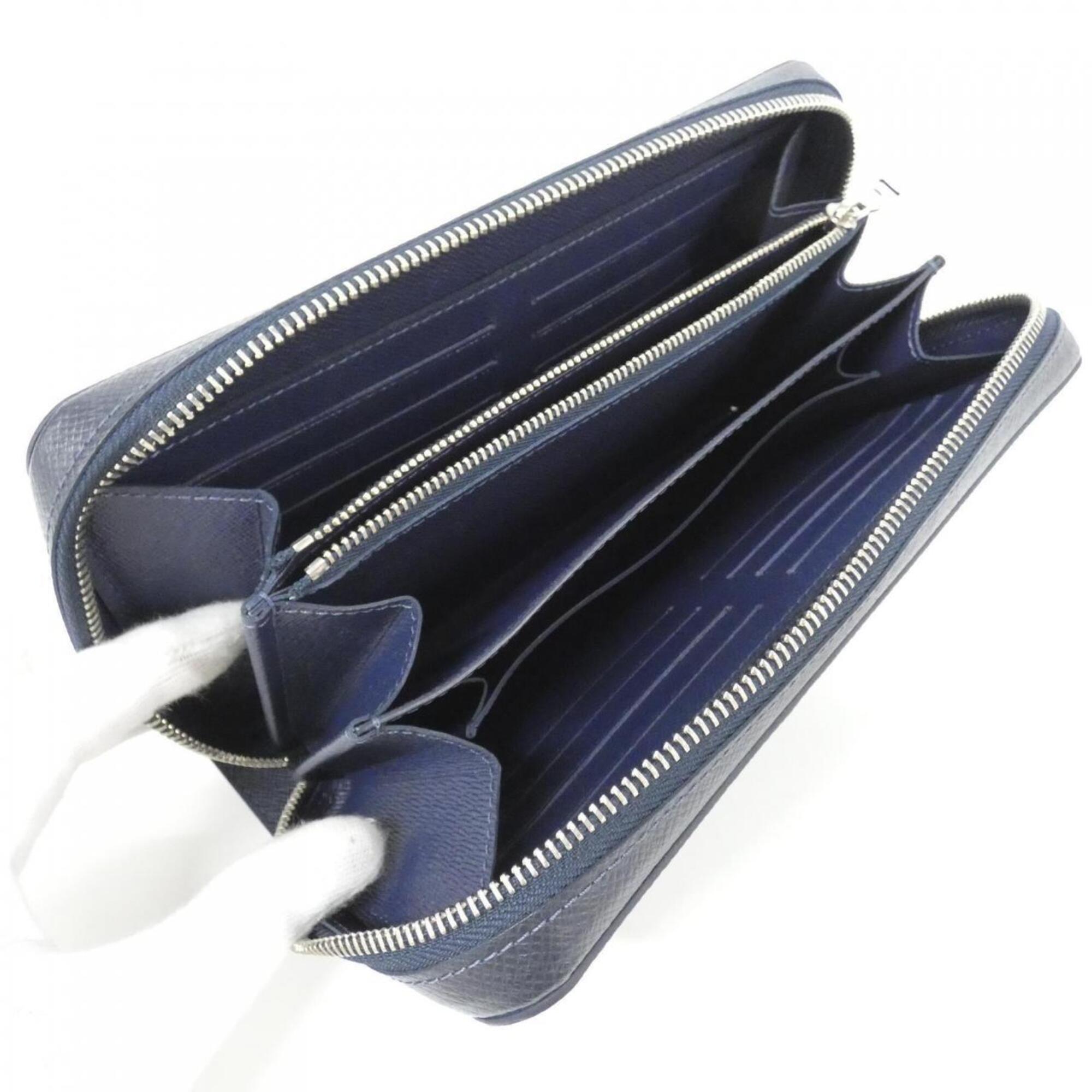 Louis Vuitton Navy Blue Leather Long Wallet (Bi-Fold) (Pre-Owned)