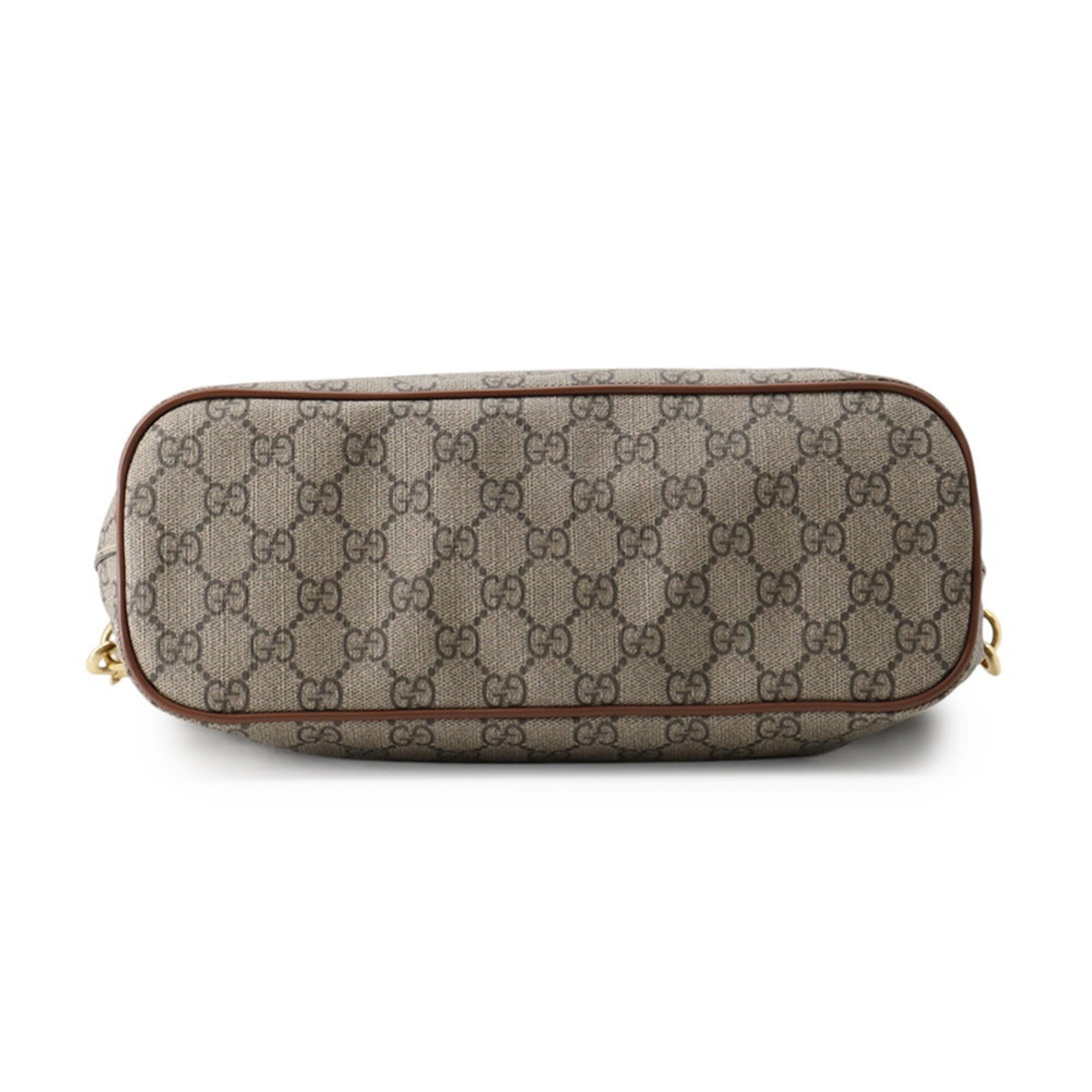 Gucci Beige Brown Gg Supreme Leather Handbag Shoulder Bag Tote Bag (Pre-Owned)