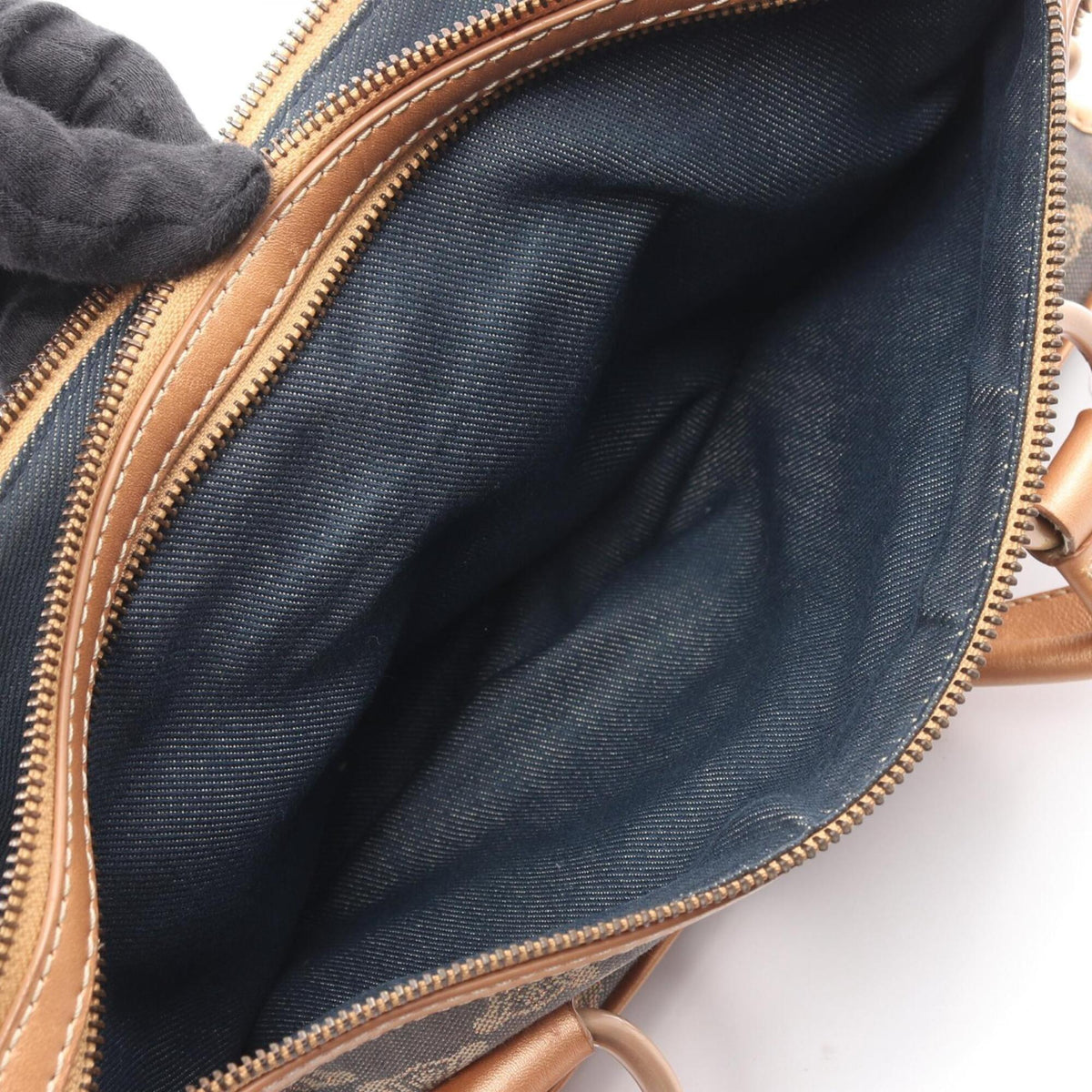 Celine Blue Brown Canvas Leather Handbag (Pre-Owned)