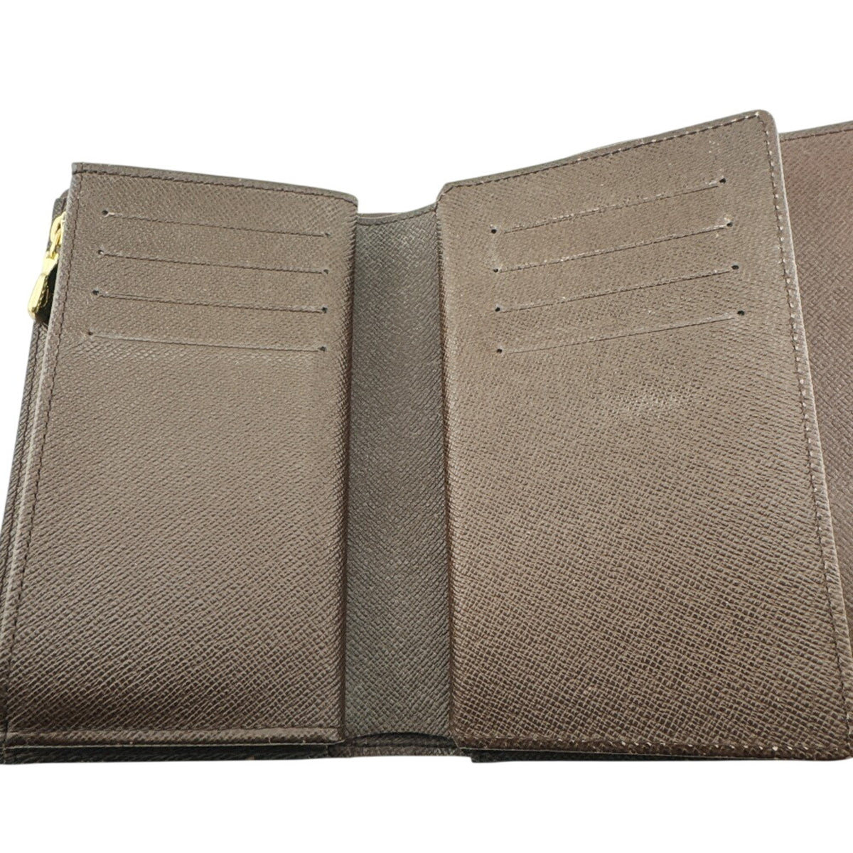 Louis Vuitton Damier Brown Leather Wallet (Tri-Fold) (Pre-Owned)