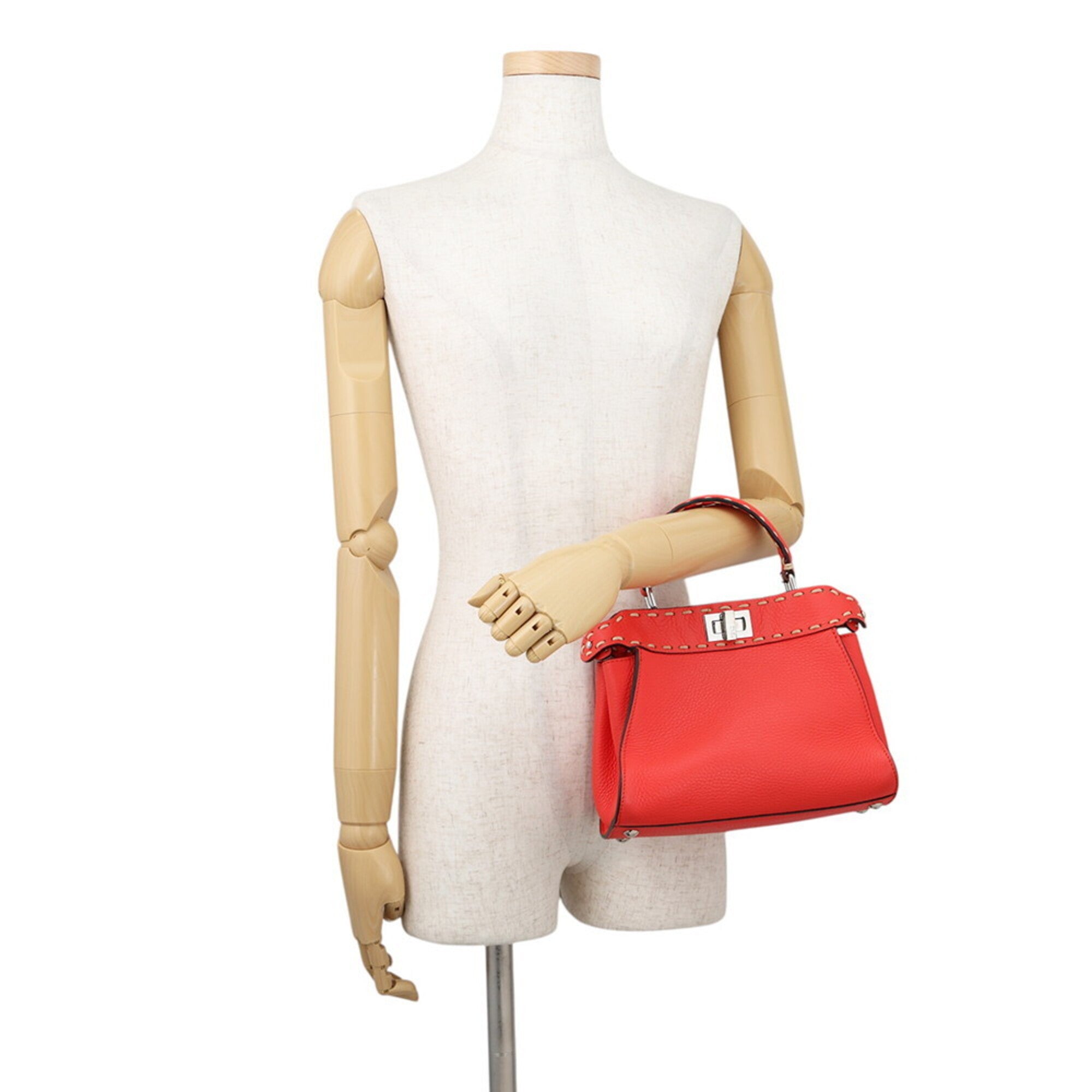 Fendi Peekaboo Orange Leather Handbag Shoulder Bag (Pre-Owned)