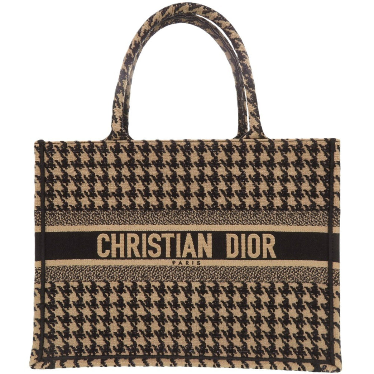 Christian Dior Beige Black Canvas Tote Bag (Pre-Owned)