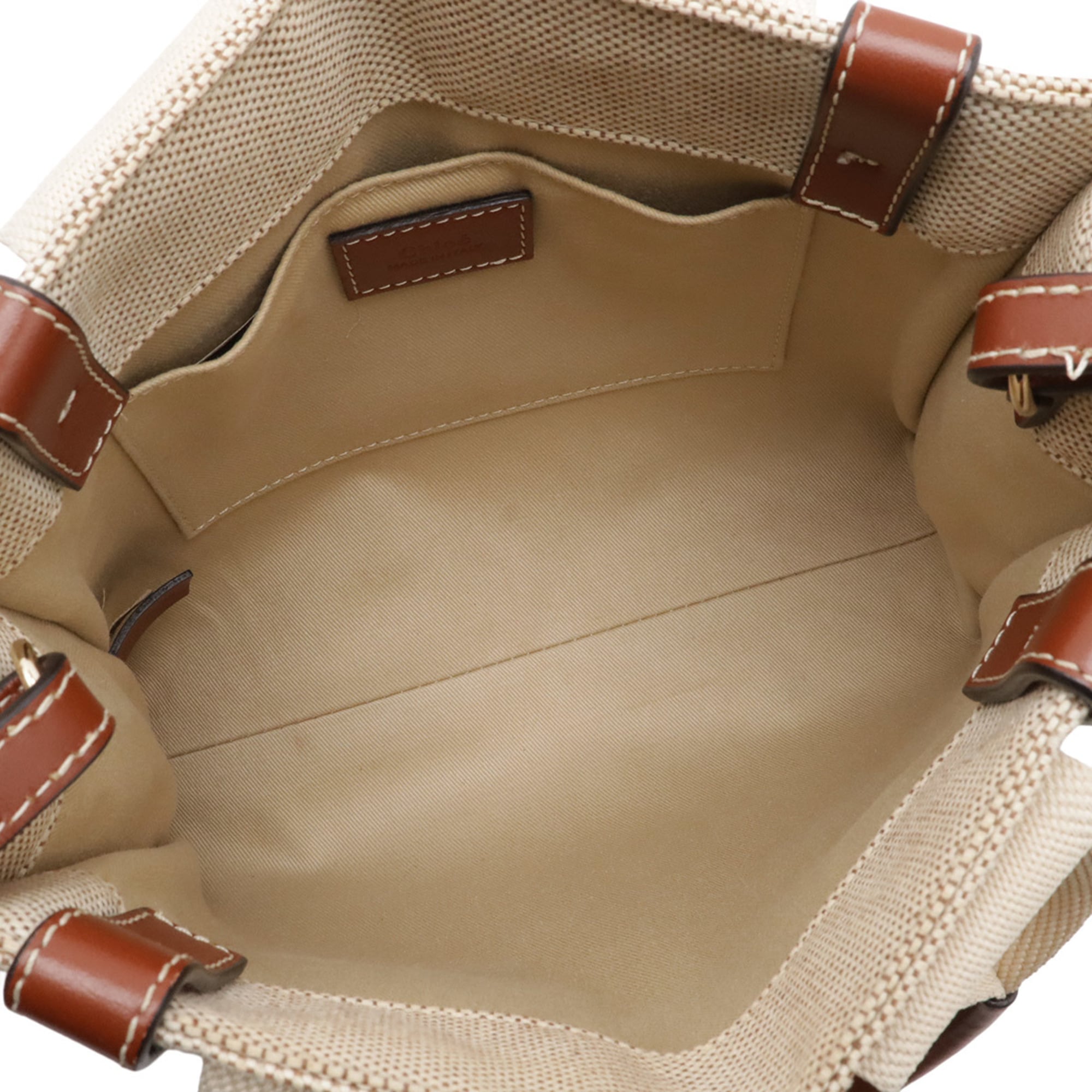 Chloé Beige Brown Canvas Leather Handbag Shoulder Bag Tote Bag (Pre-Owned)