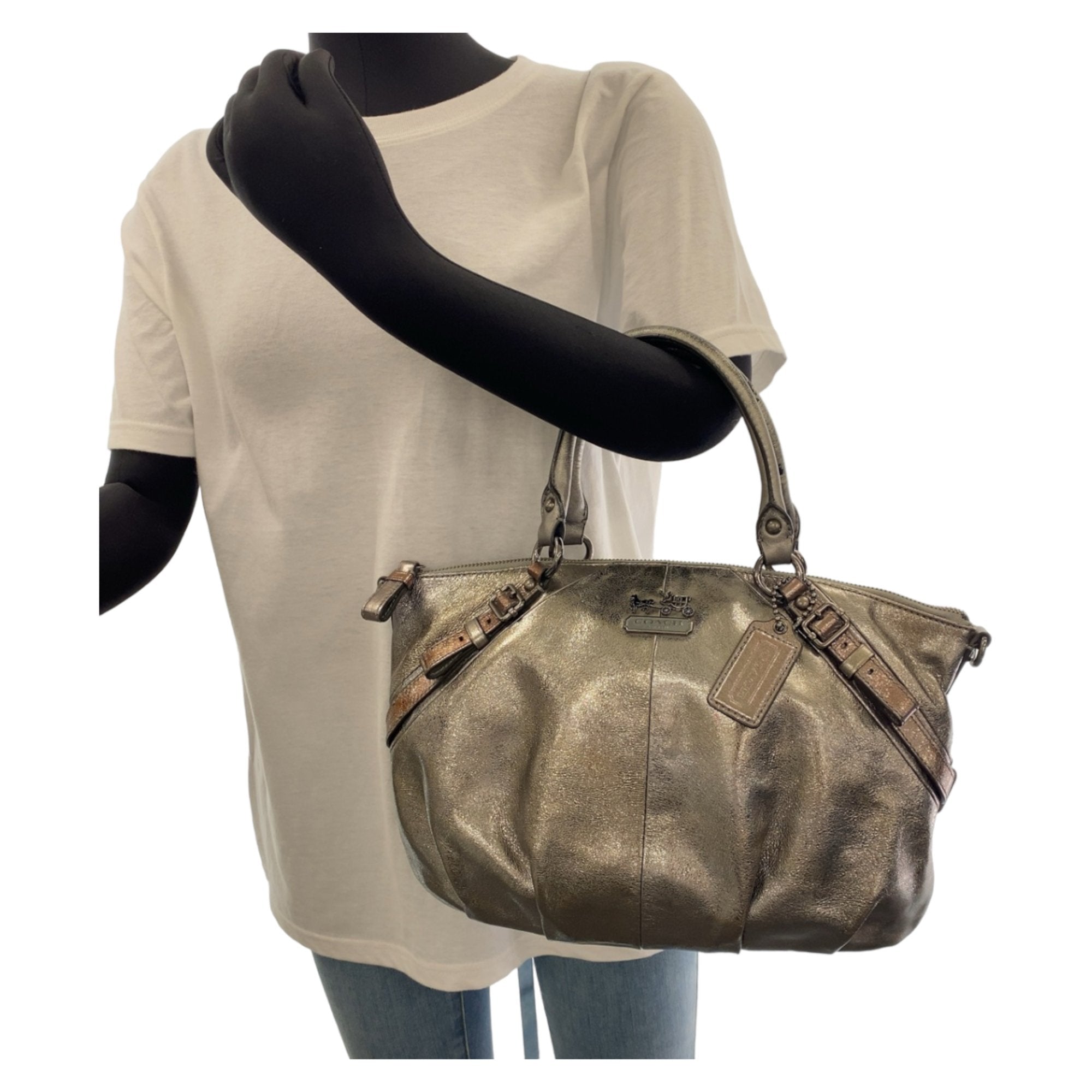 Coach Silver Leather Handbag Tote Bag (Pre-Owned)