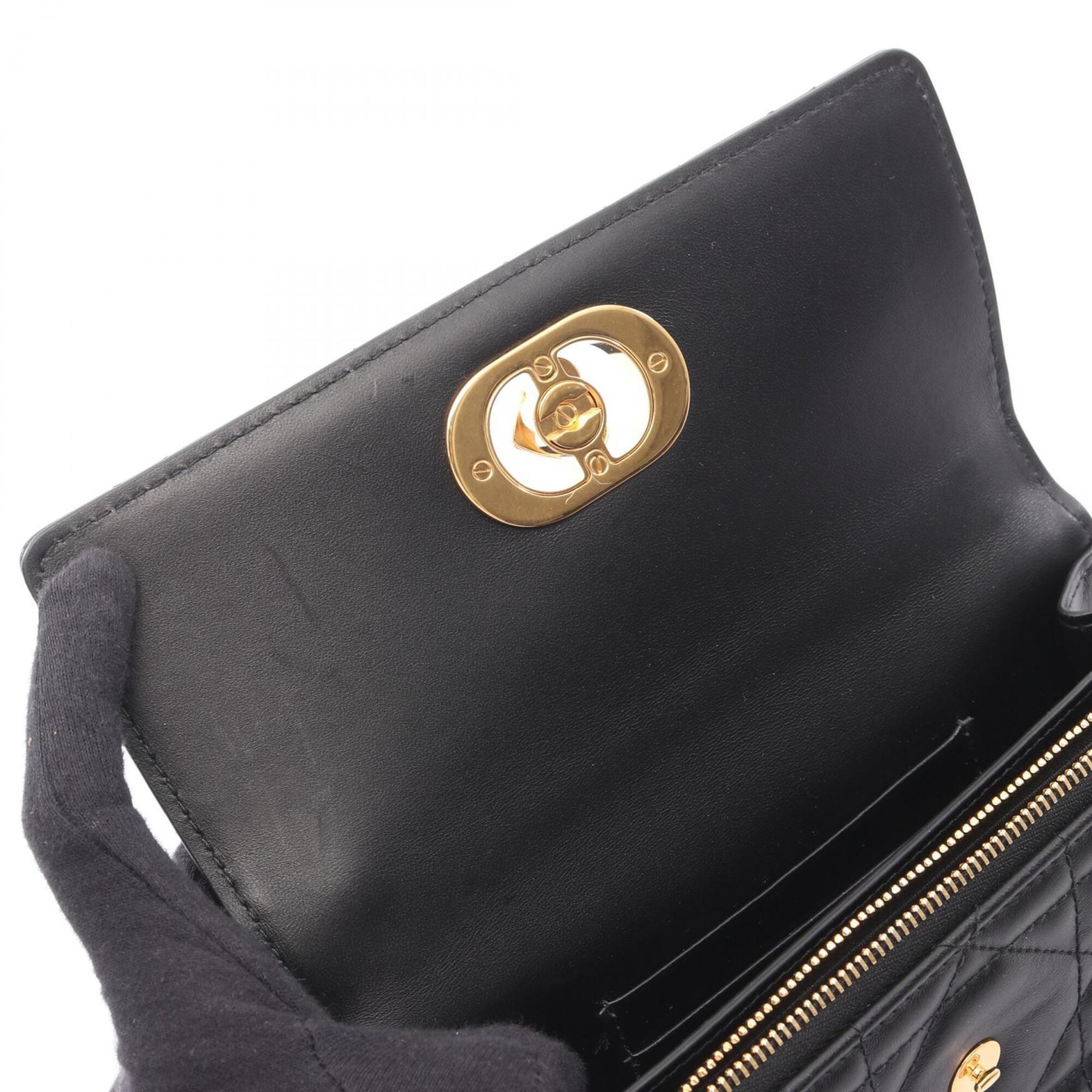 Christian Dior Black Leather Handbag Shoulder Bag (Pre-Owned)