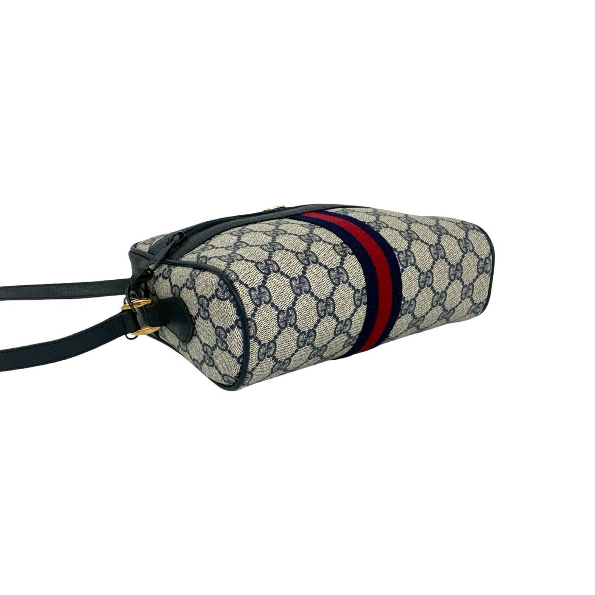 Gucci Navy Red Color Pvc Leather Shoulder Bag (Pre-Owned)