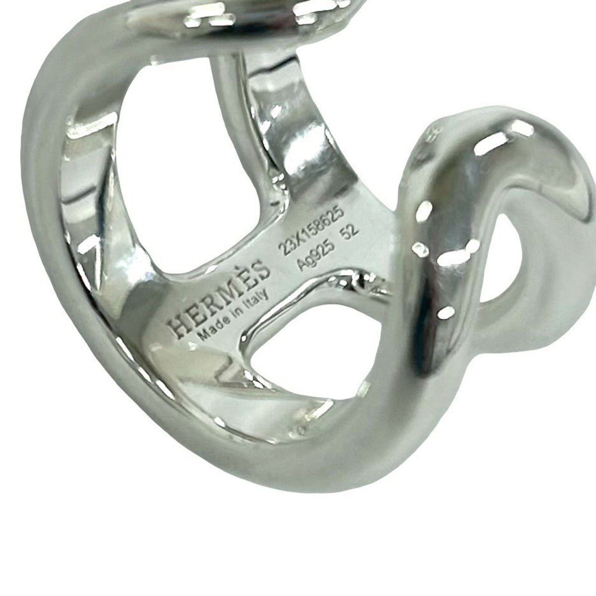 Hermes Silver Silver 925 Band Ring (Pre-Owned)