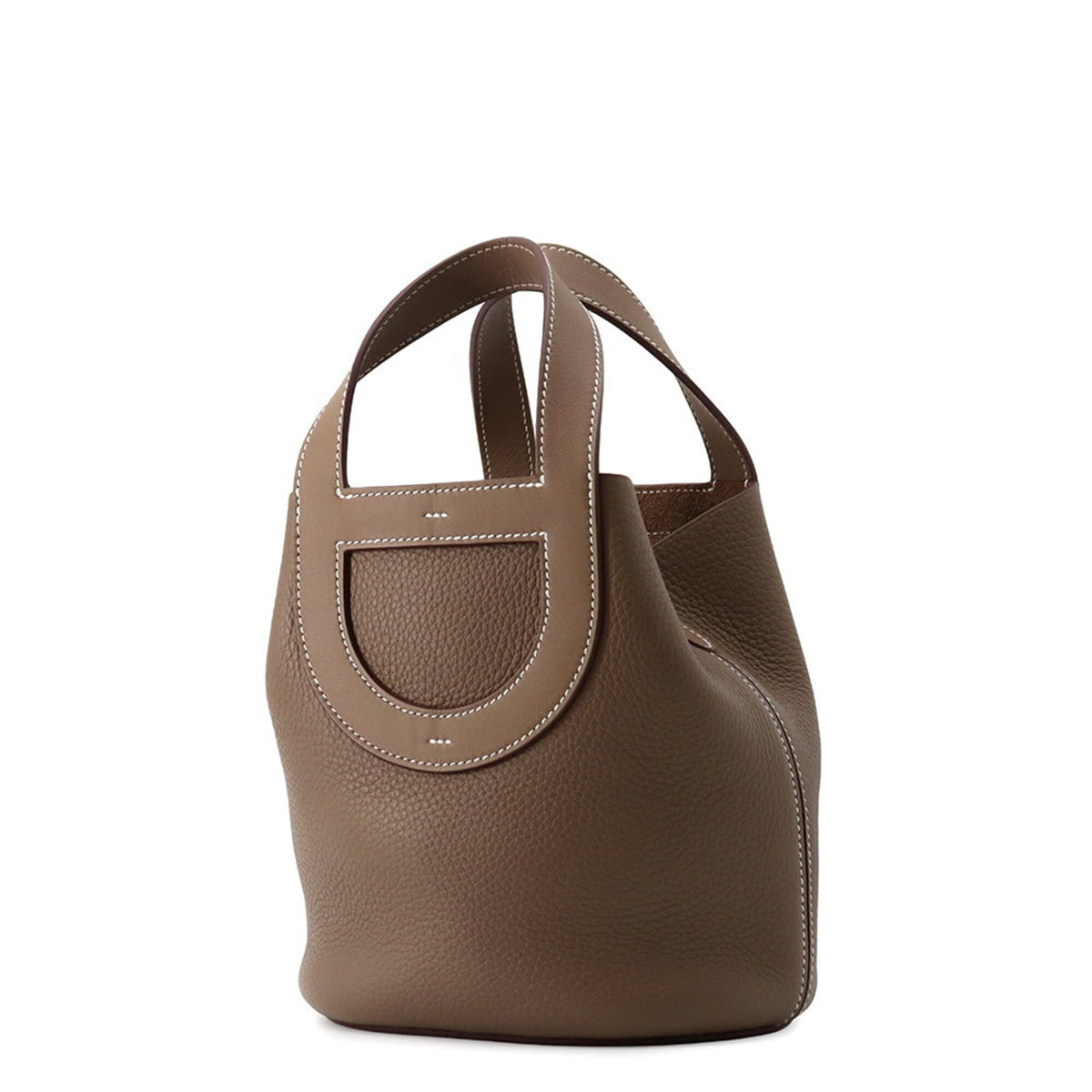 Hermes Etoupe Gray Taurillon Clemence Leather Swift Leather Tote Bag (Pre-Owned)
