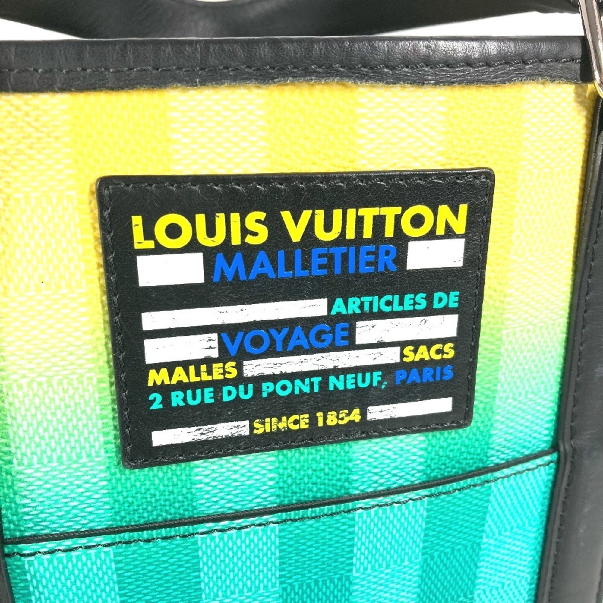 Louis Vuitton Black Green Yellow Leather Canvas Handbag Shoulder Bag Tote Bag (Pre-Owned)