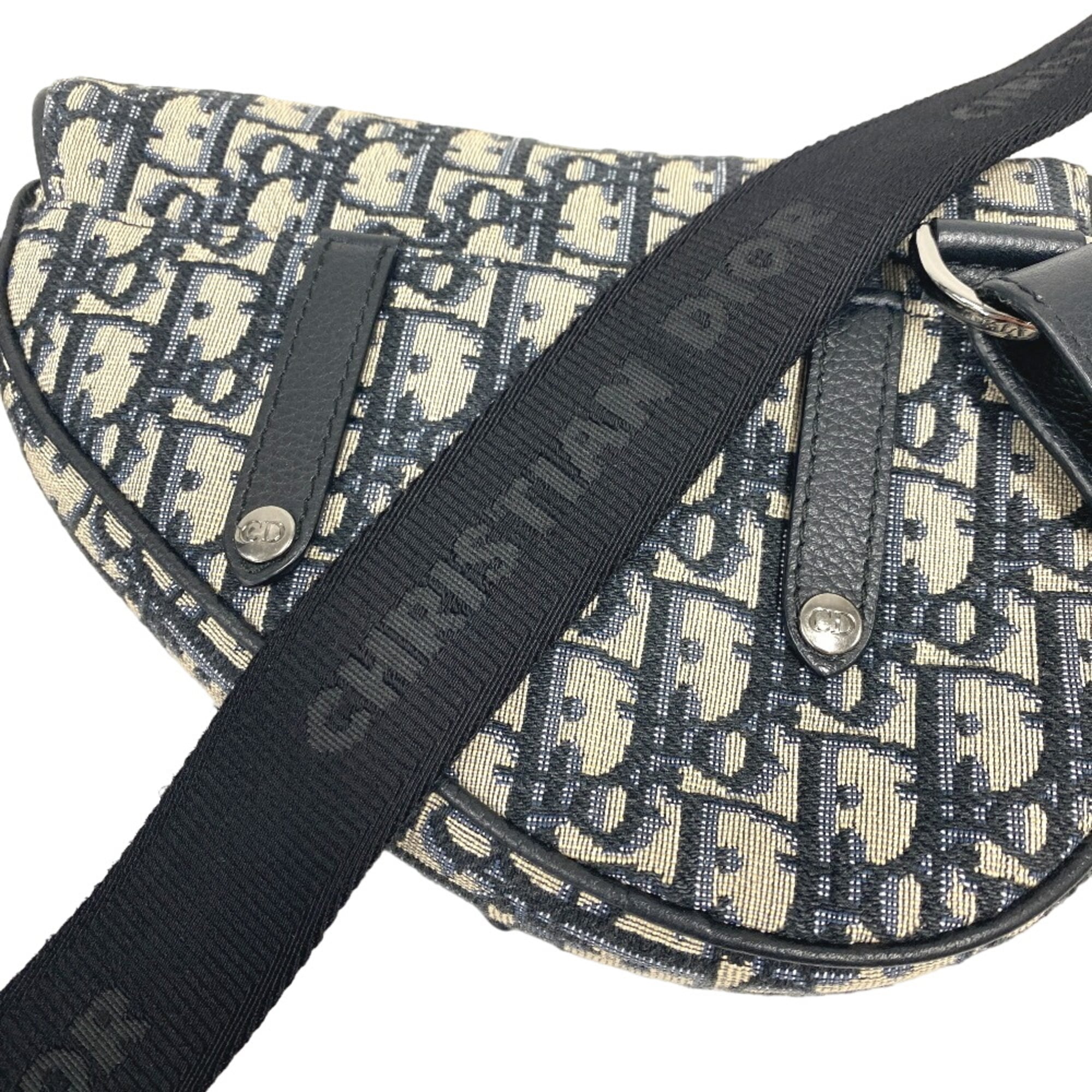 Christian Dior Navy Canvas Saddle Bag Sling Bag (Pre-Owned)