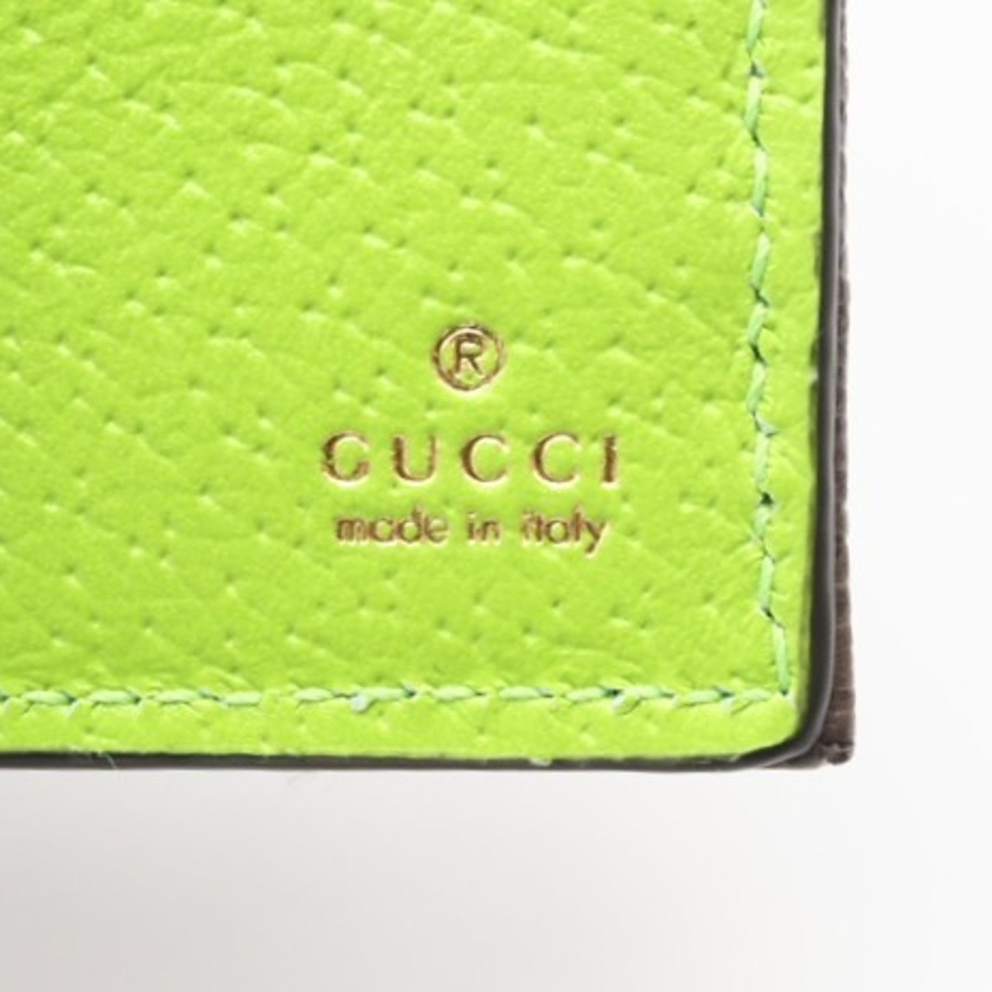 Gucci Beige Brown Green Red Color Coated Canvas Wallet (Bi-Fold) (Pre-Owned)