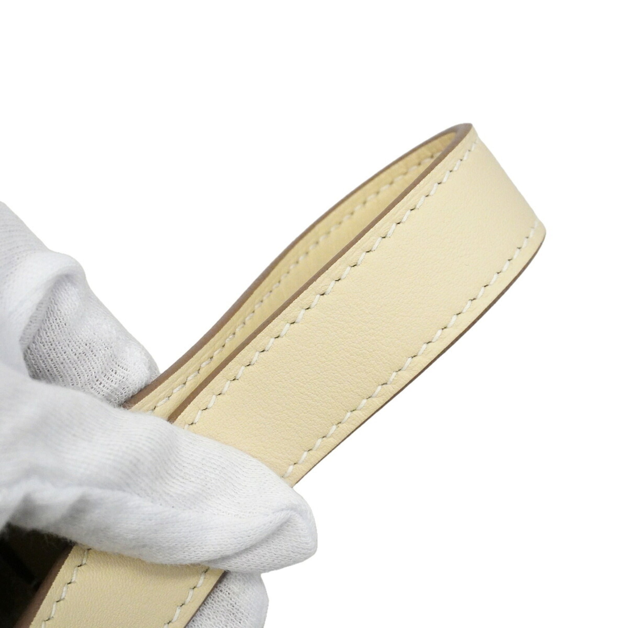 Hermes White Taurillon Clemence Leather Swift Leather Handbag (Pre-Owned)