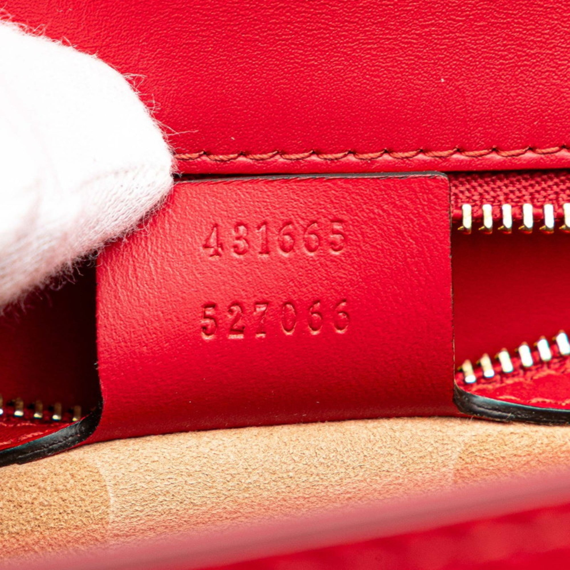 Gucci Sherry Line Red Color Leather Handbag Shoulder Bag (Pre-Owned)