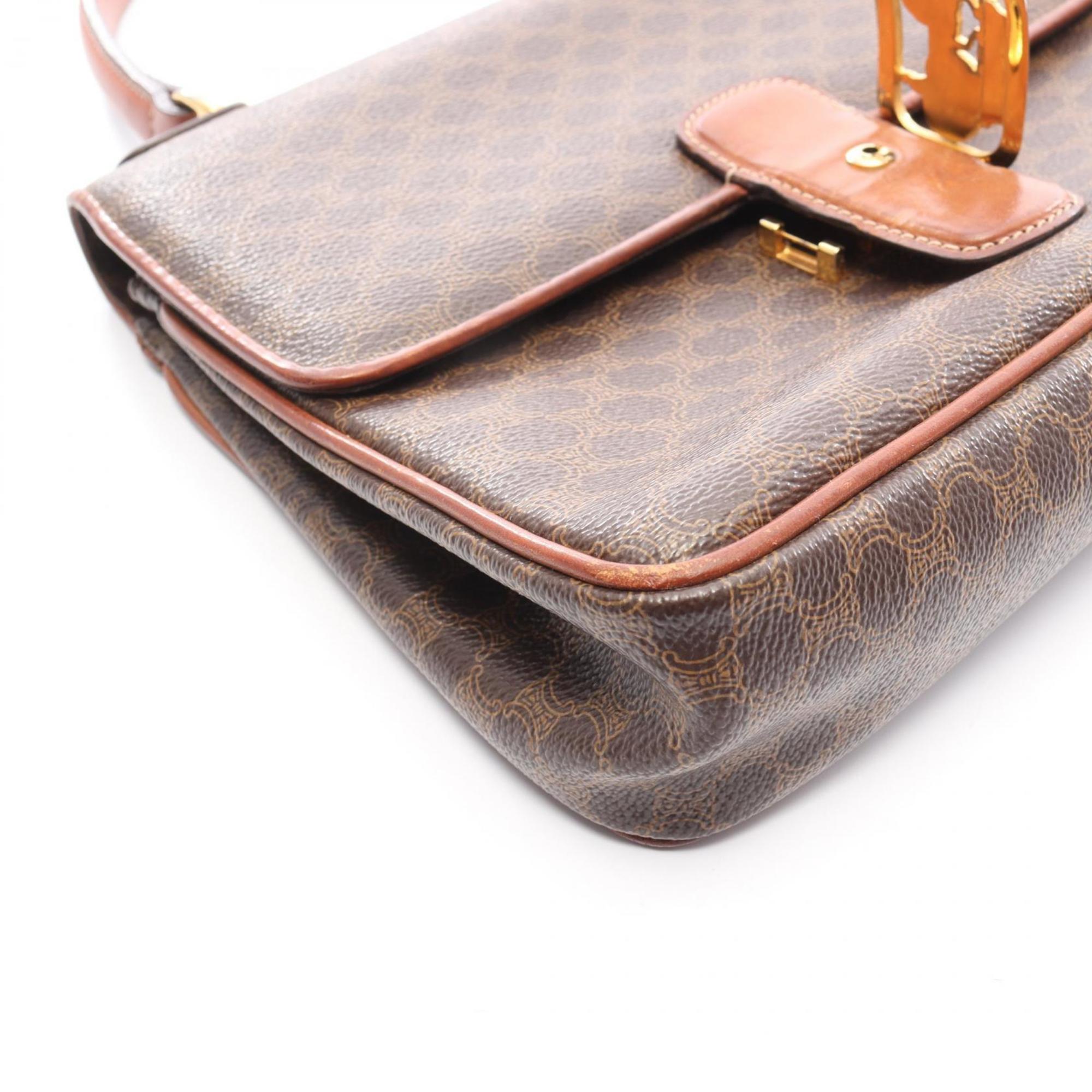 Celine Brown Coated Canvas Leather Handbag (Pre-Owned)