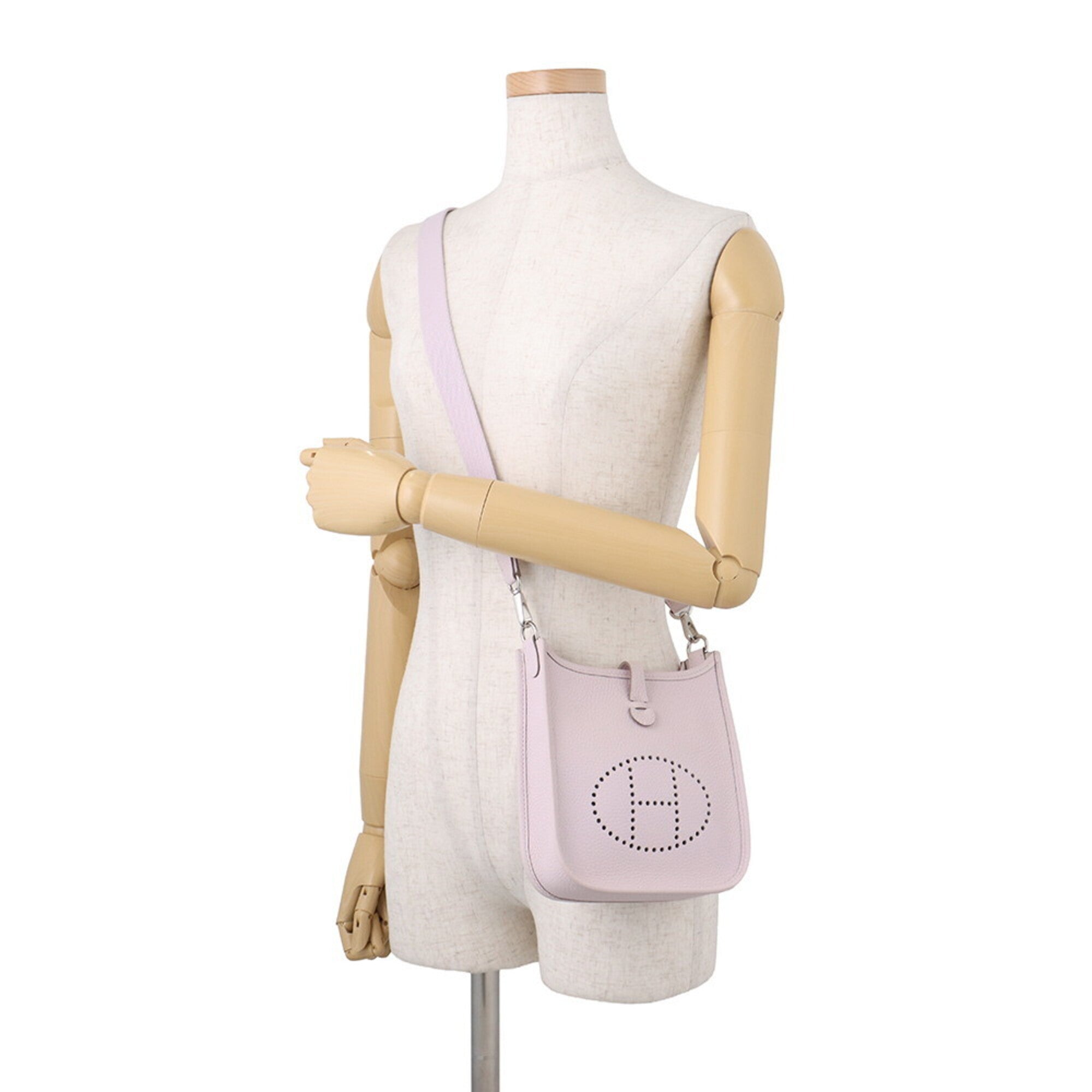 Hermes Evelyne Silver Taurillon Clemence Leather Handbag Shoulder Bag (Pre-Owned)