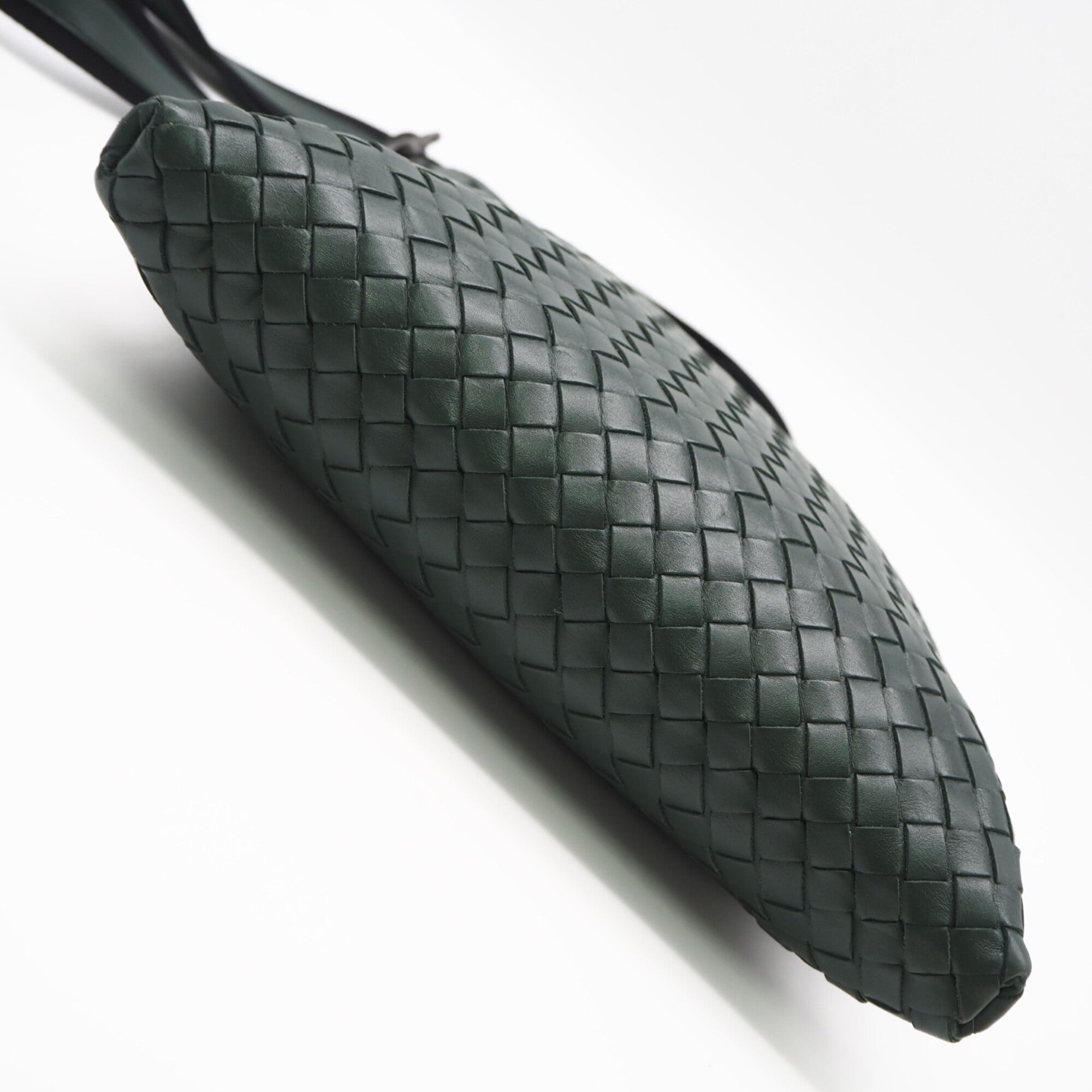 Bottega Veneta Intrecciato Black Green Leather Shoulder Bag (Pre-Owned)