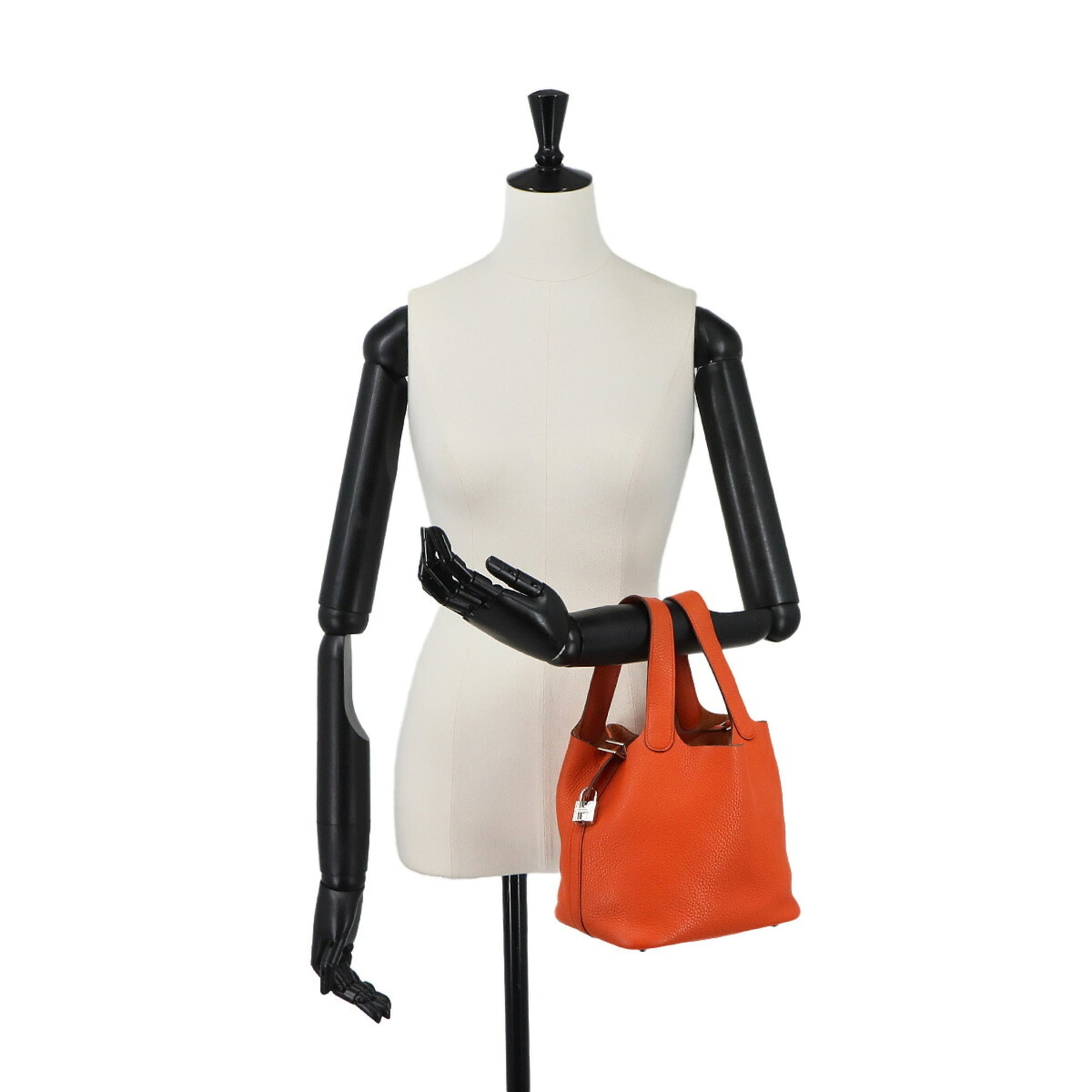 Hermes Picotin Silver Taurillon Clemence Leather Handbag (Pre-Owned)