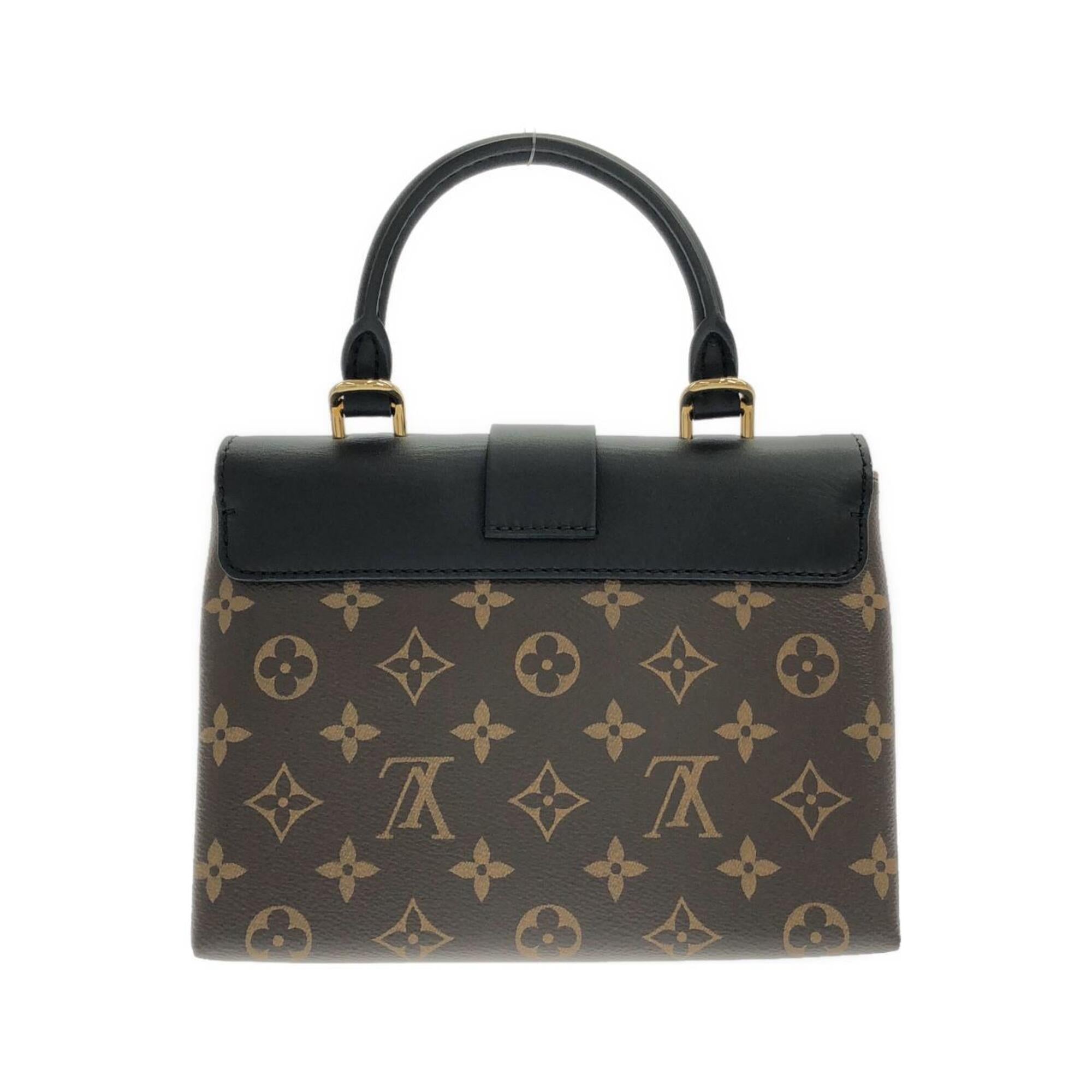 Louis Vuitton Black Brown Coated Canvas Leather Handbag (Pre-Owned)