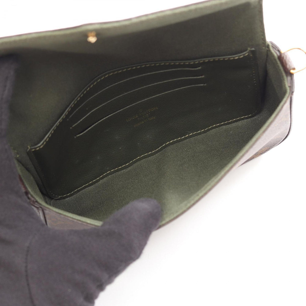 Louis Vuitton Brown Green Pvc Handbag Pochette Shoulder Bag (Pre-Owned)