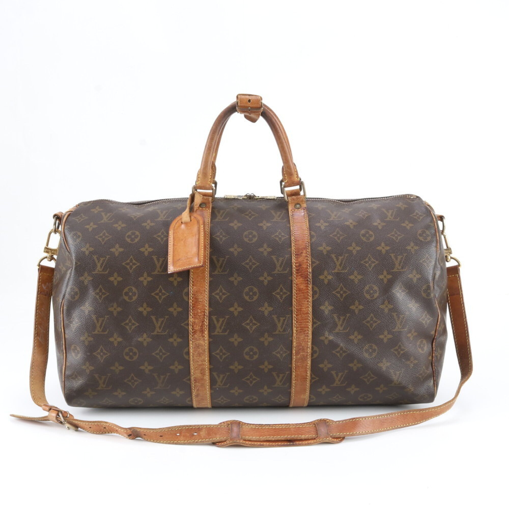 Louis Vuitton Brown Leather Coated Canvas Boston Bag Shoulder Bag (Pre-Owned)