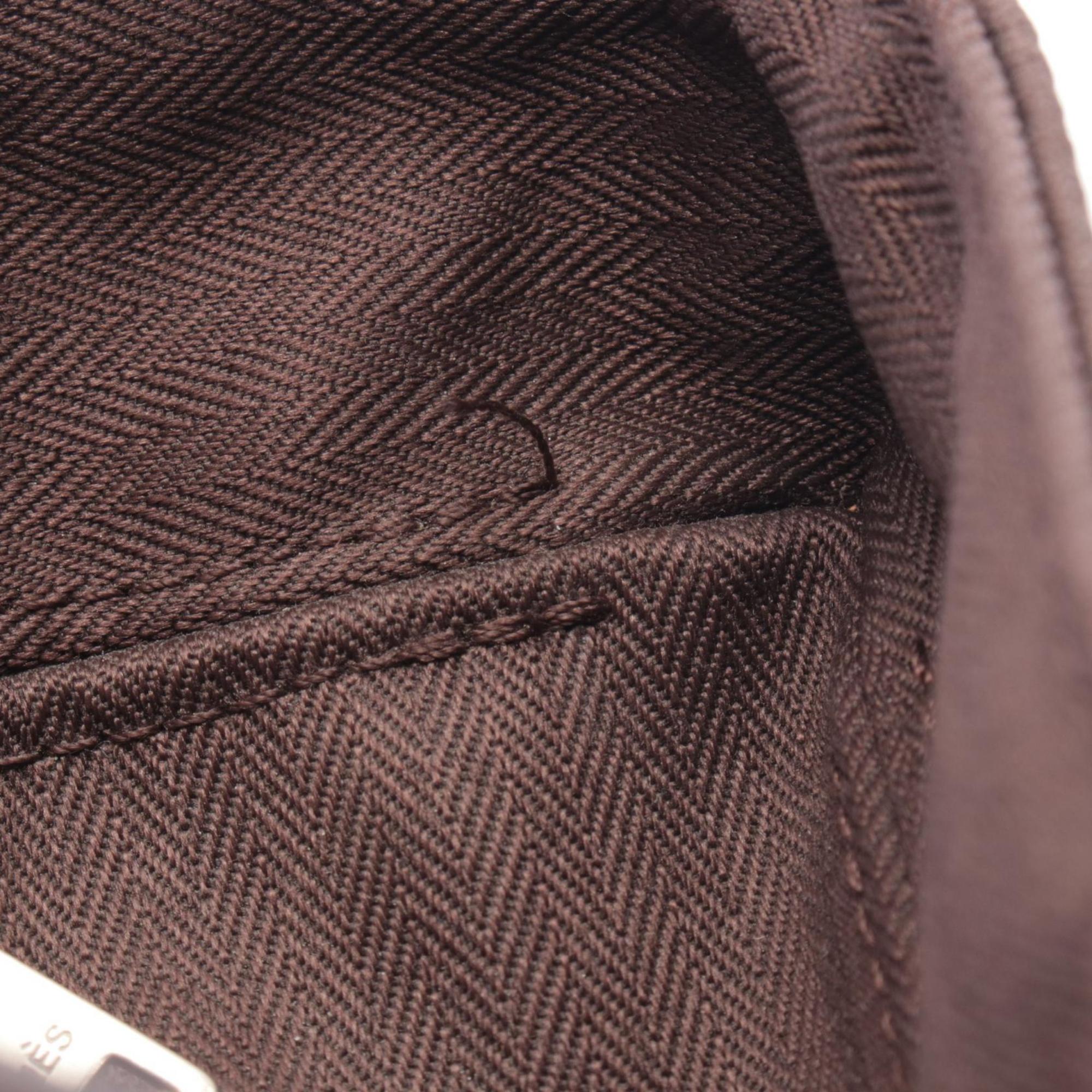 Hermes Brown Canvas Leather Handbag (Pre-Owned)