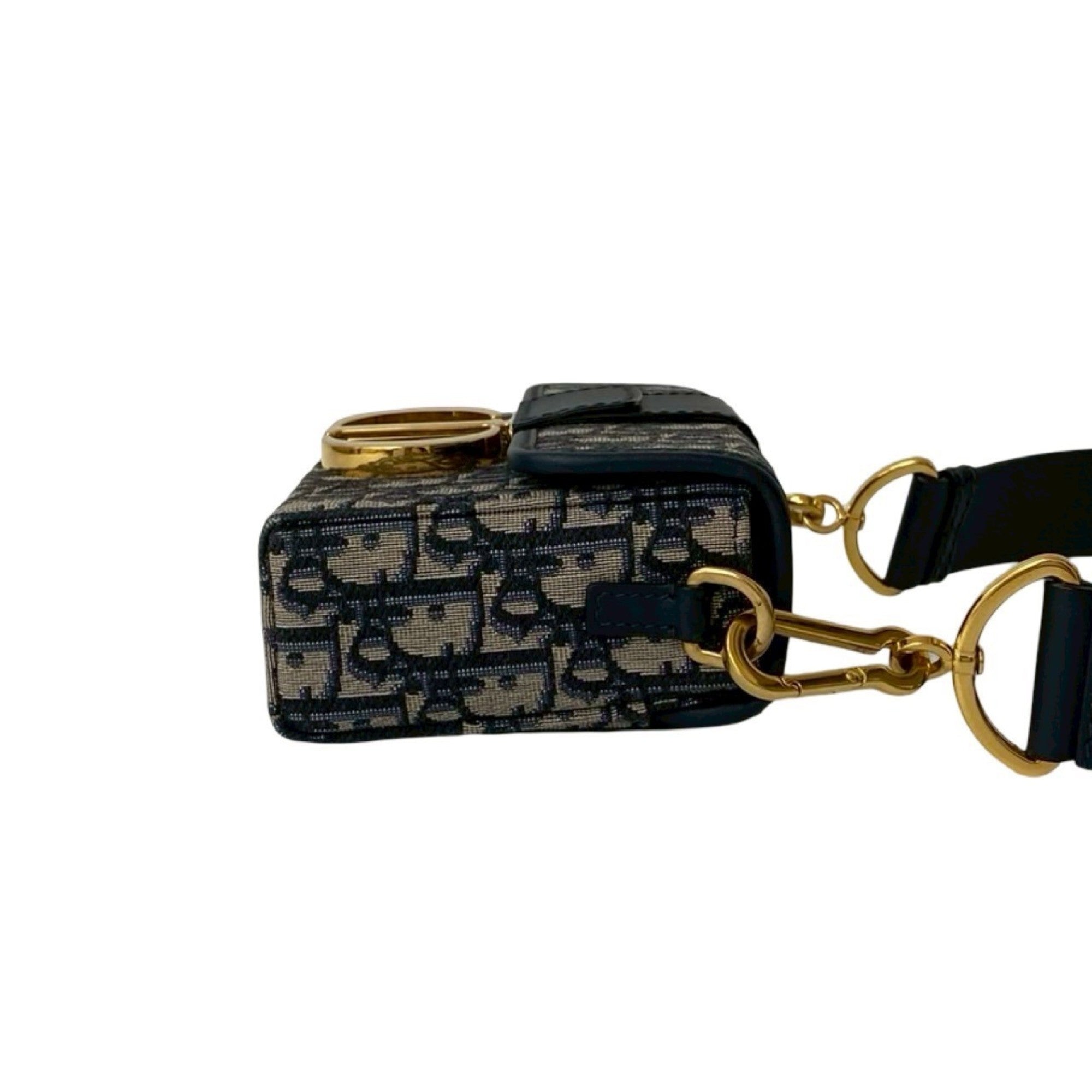 Christian Dior Navy Leather Canvas Shoulder Bag (Pre-Owned)