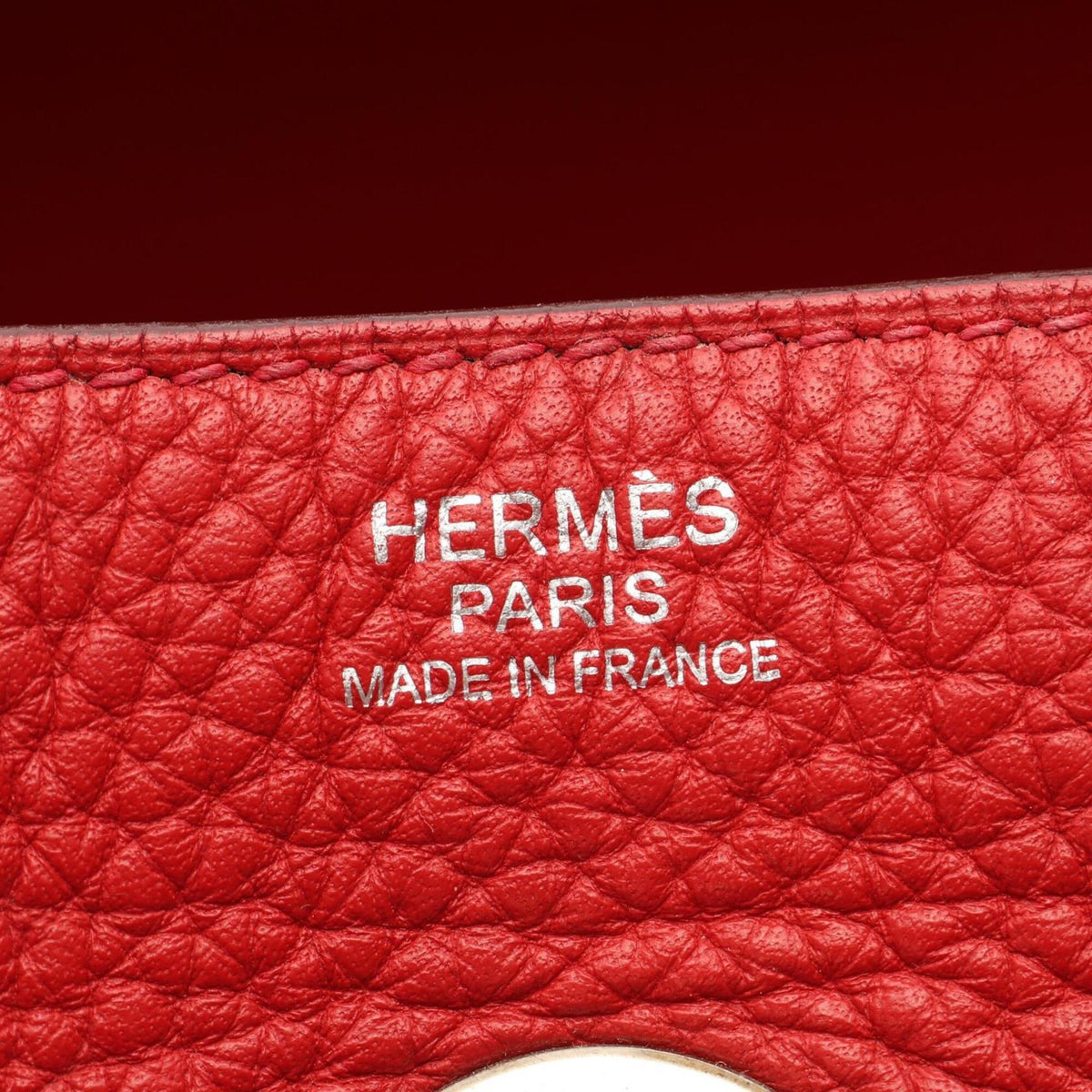 Hermes Red Color Taurillon Clemence Leather Handbag Shoulder Bag (Pre-Owned)