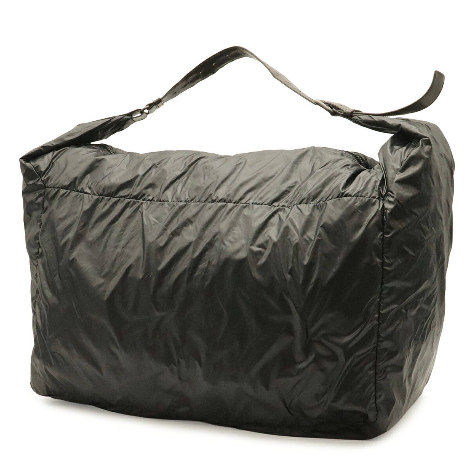 Bottega Veneta Black Dark Brown Nylon Leather Shoulder Bag Tote Bag (Pre-Owned)