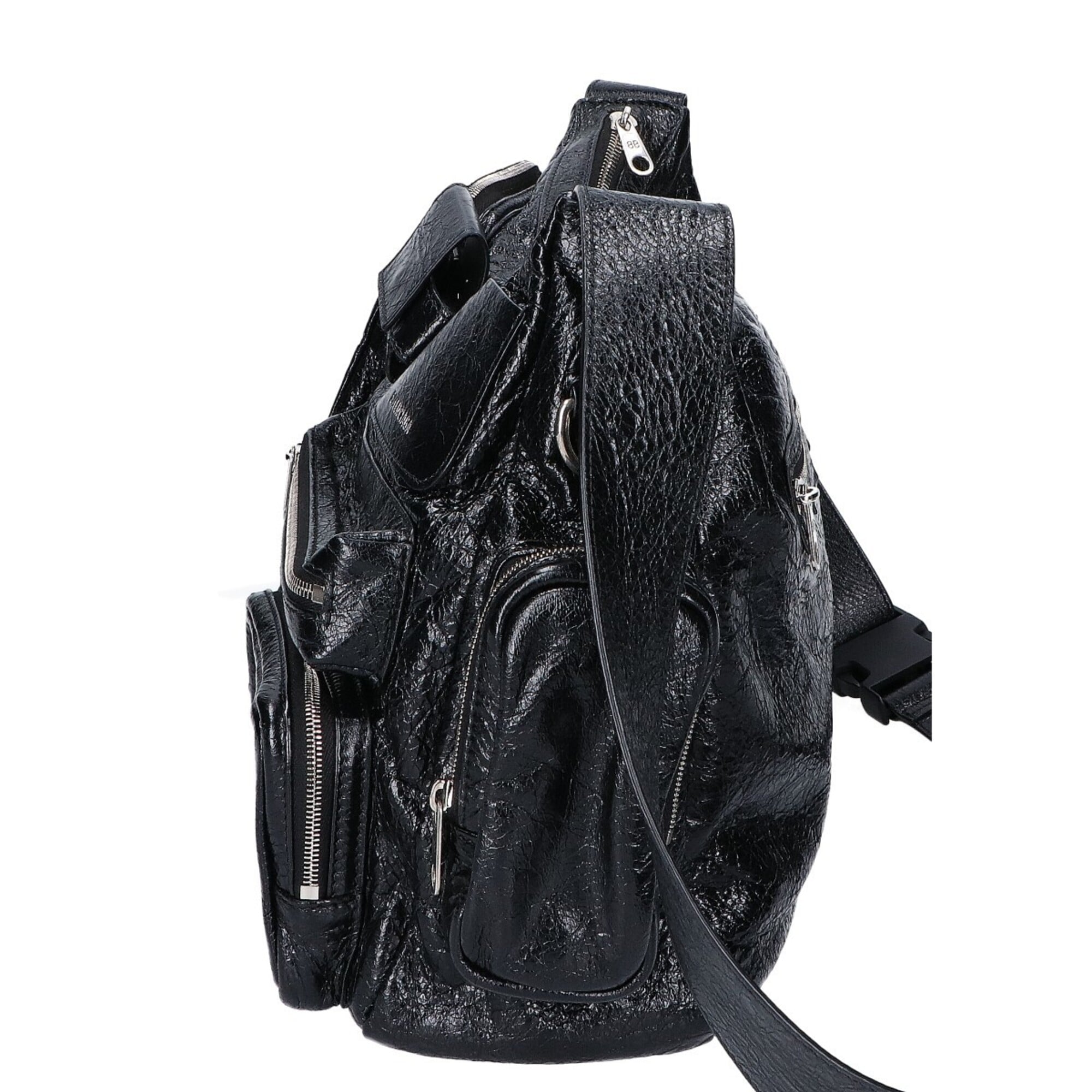 Balenciaga Black Leather Messenger Bag Shoulder Bag (Pre-Owned)