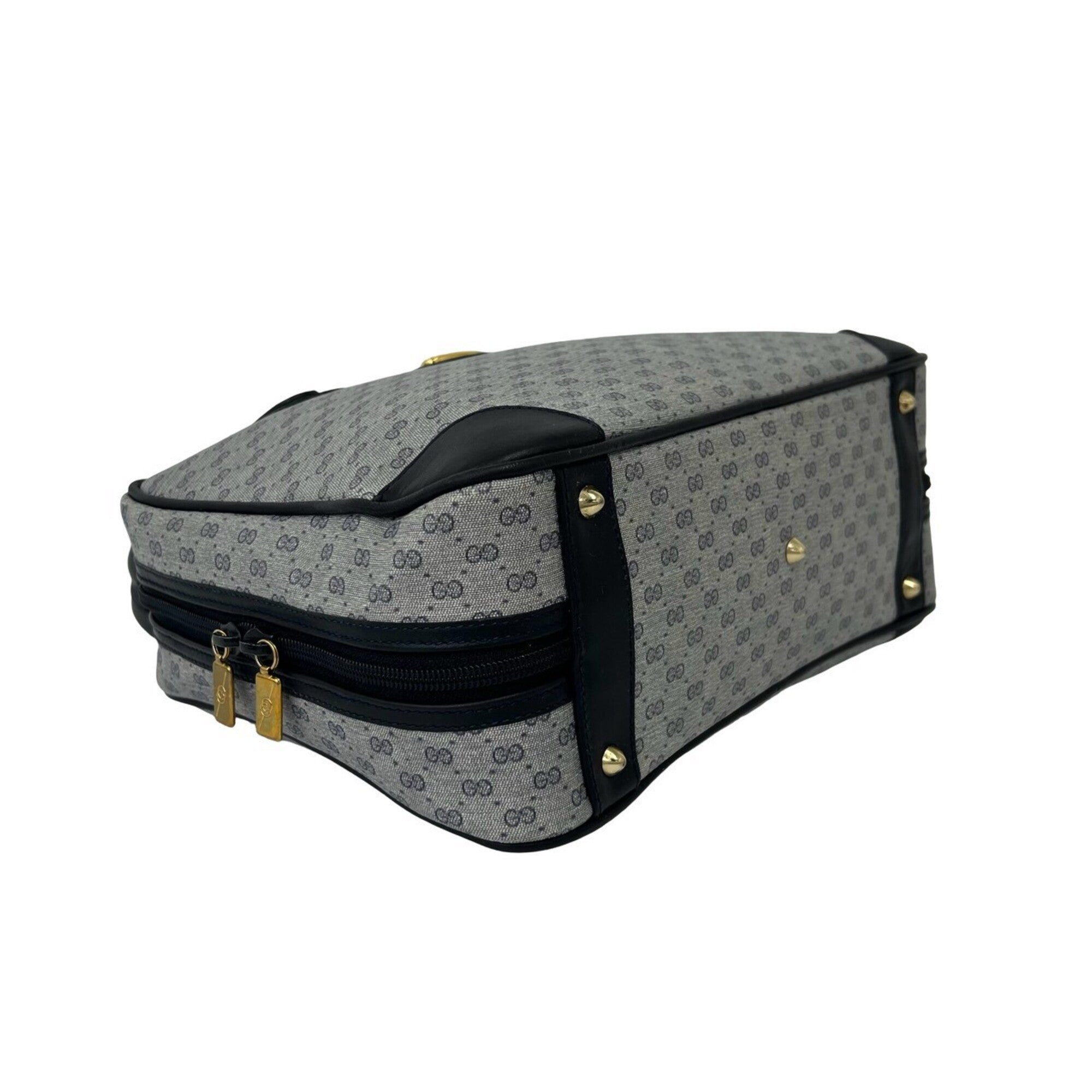 Gucci Navy Leather Pvc Boston Bag Handbag (Pre-Owned)