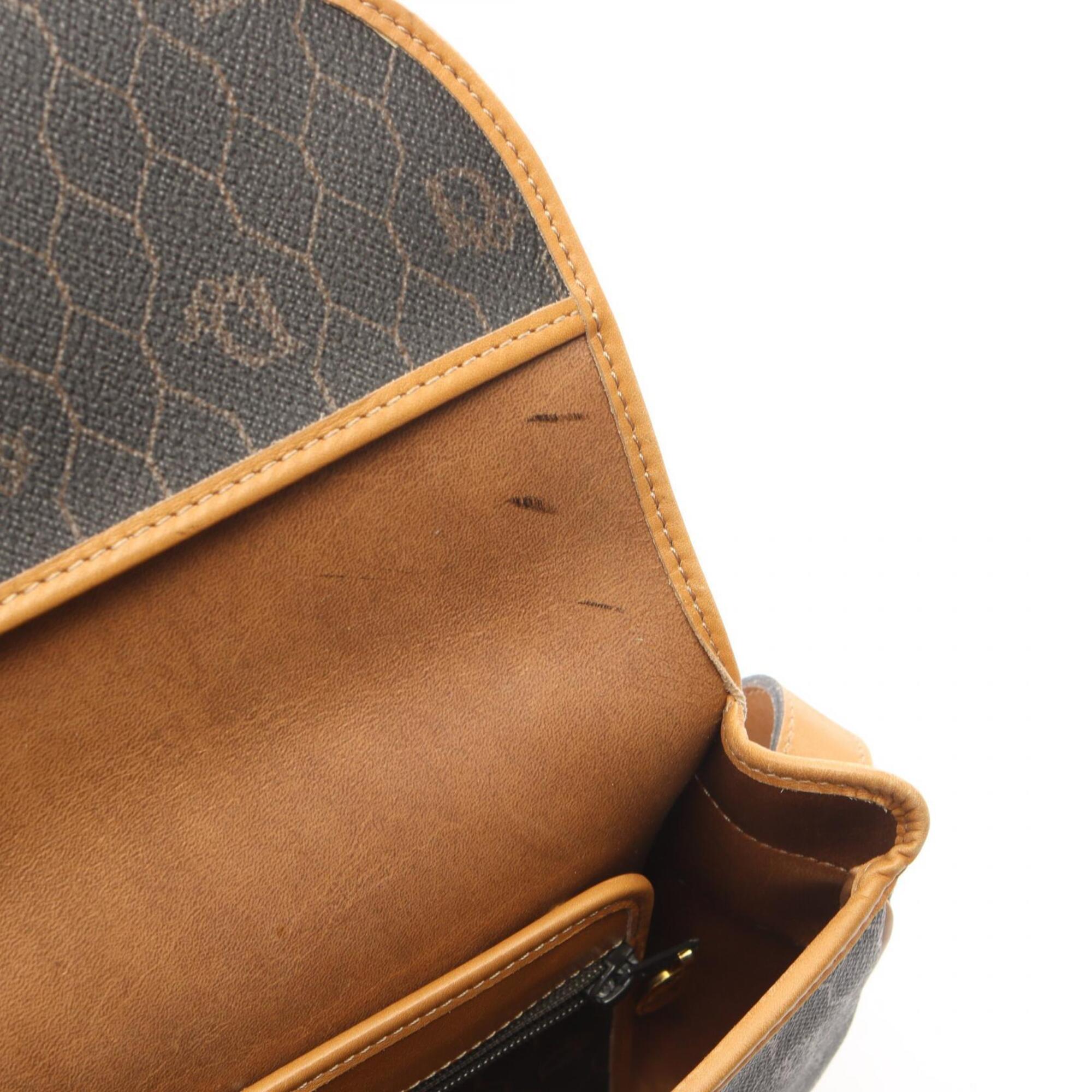 Christian Dior Black Brown Coated Canvas Pvc Leather Handbag Shoulder Bag (Pre-Owned)